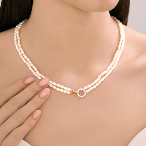 Colier Sokolov din aur cu diamante și perle - image 3