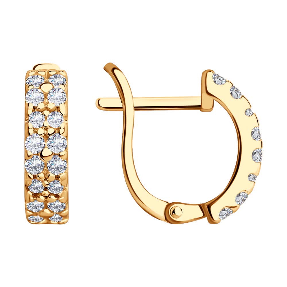 Cercei Sokolov din argint placat cu aur si zirconii