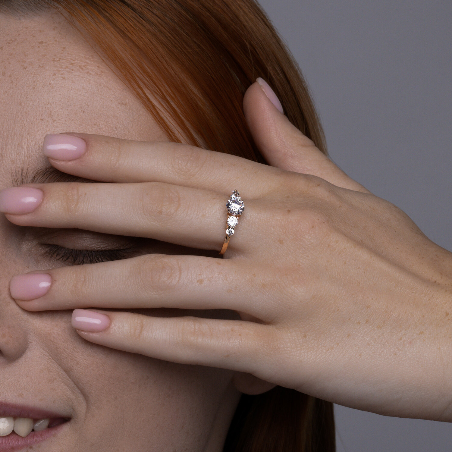 Inel Sokolov din aur cu zirconii - image 3