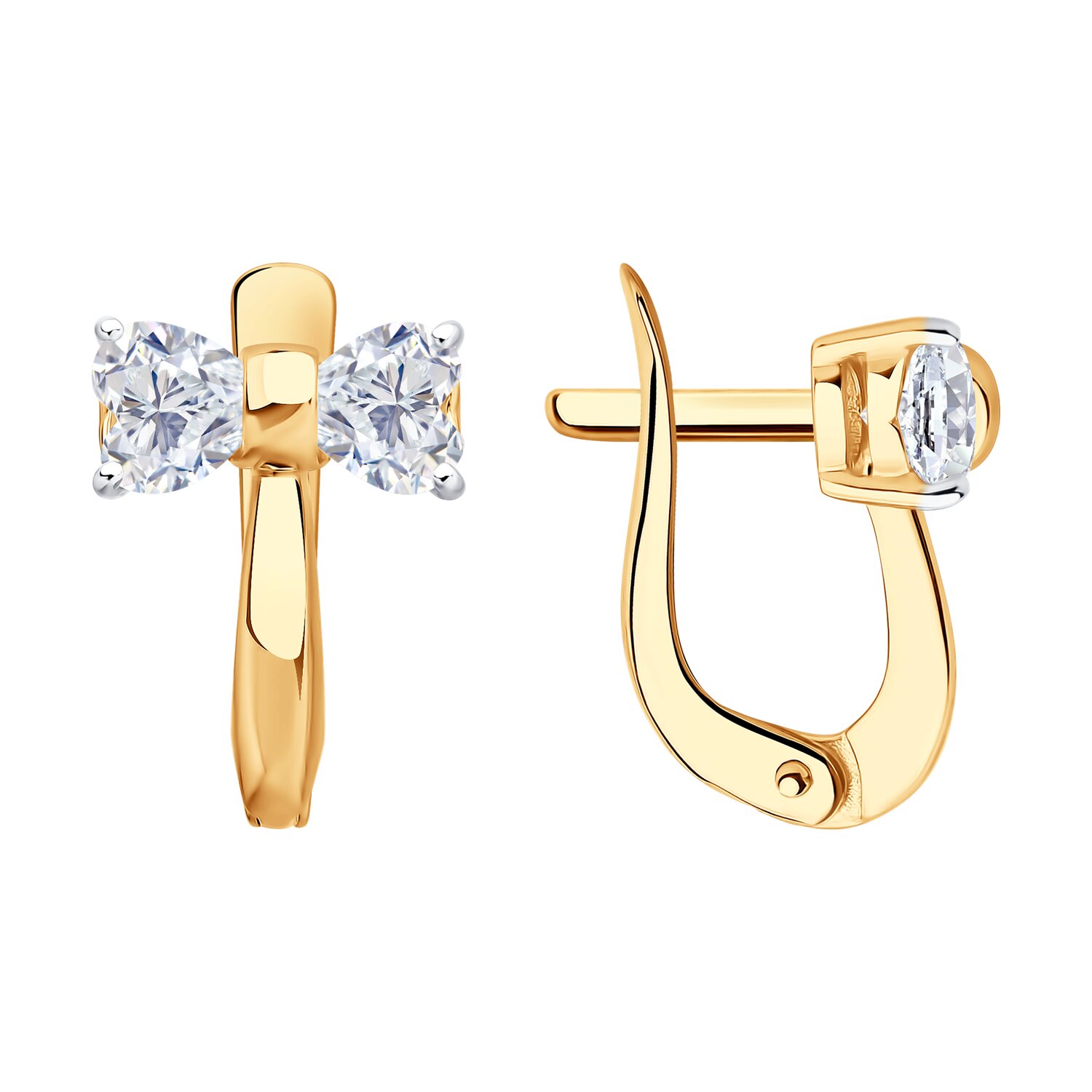 Cercei Sokolov din aur cu zirconiu