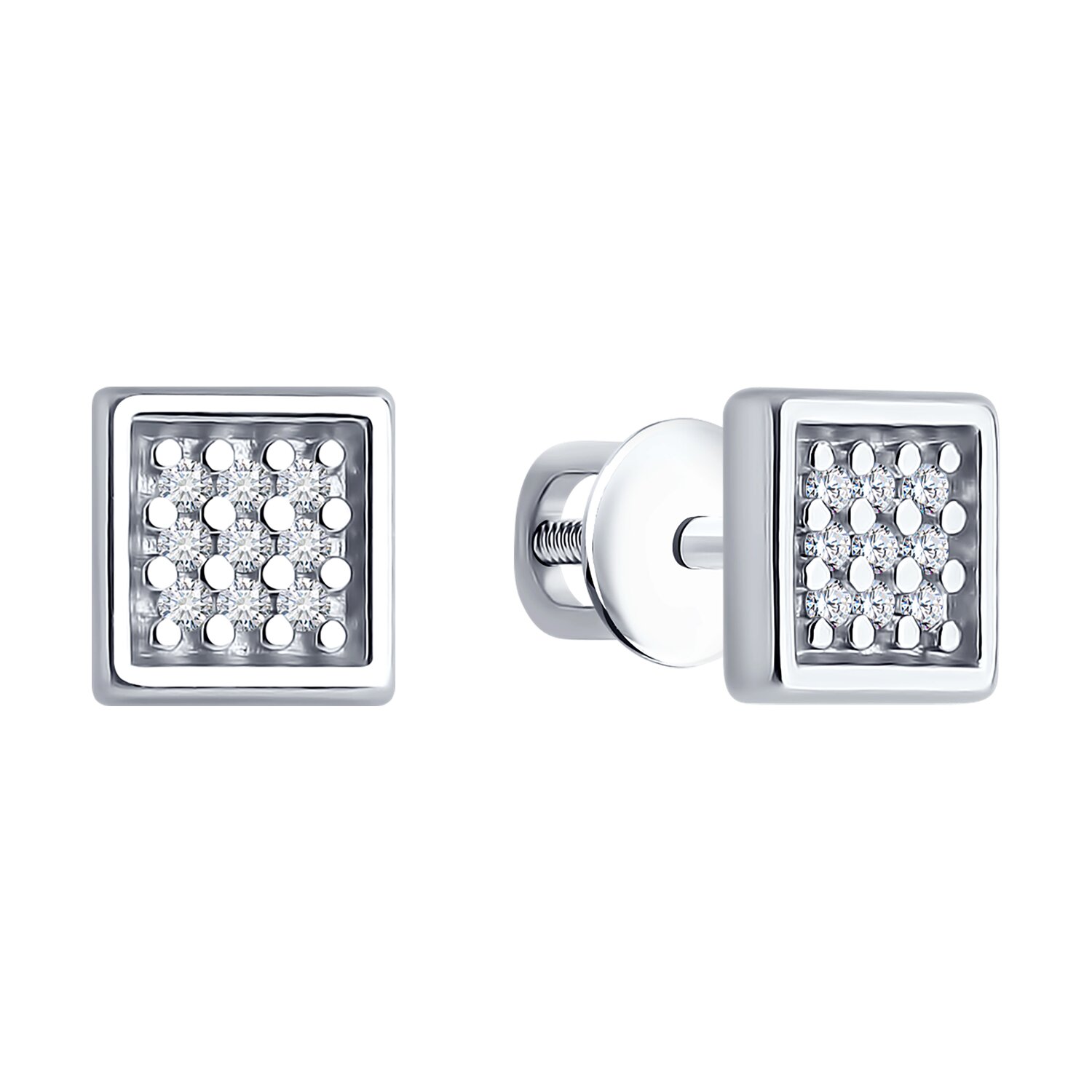 Cercei Sokolov din argint cu diamante