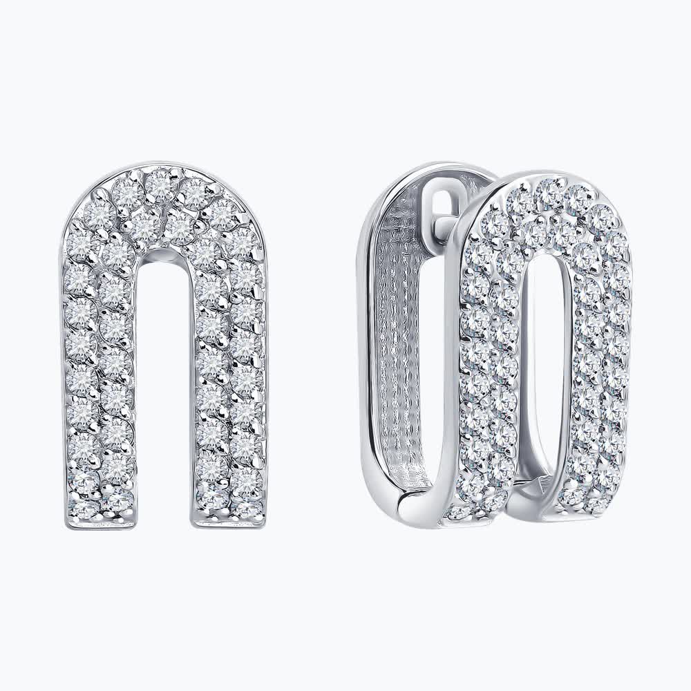 Cercei Sokolov din aur alb cu diamante