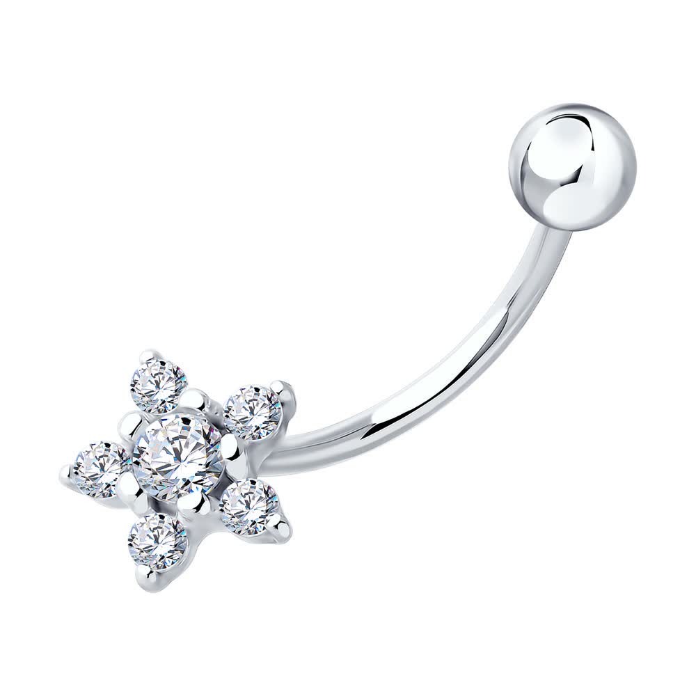 Piercing Sokolov din argint cu zirconii