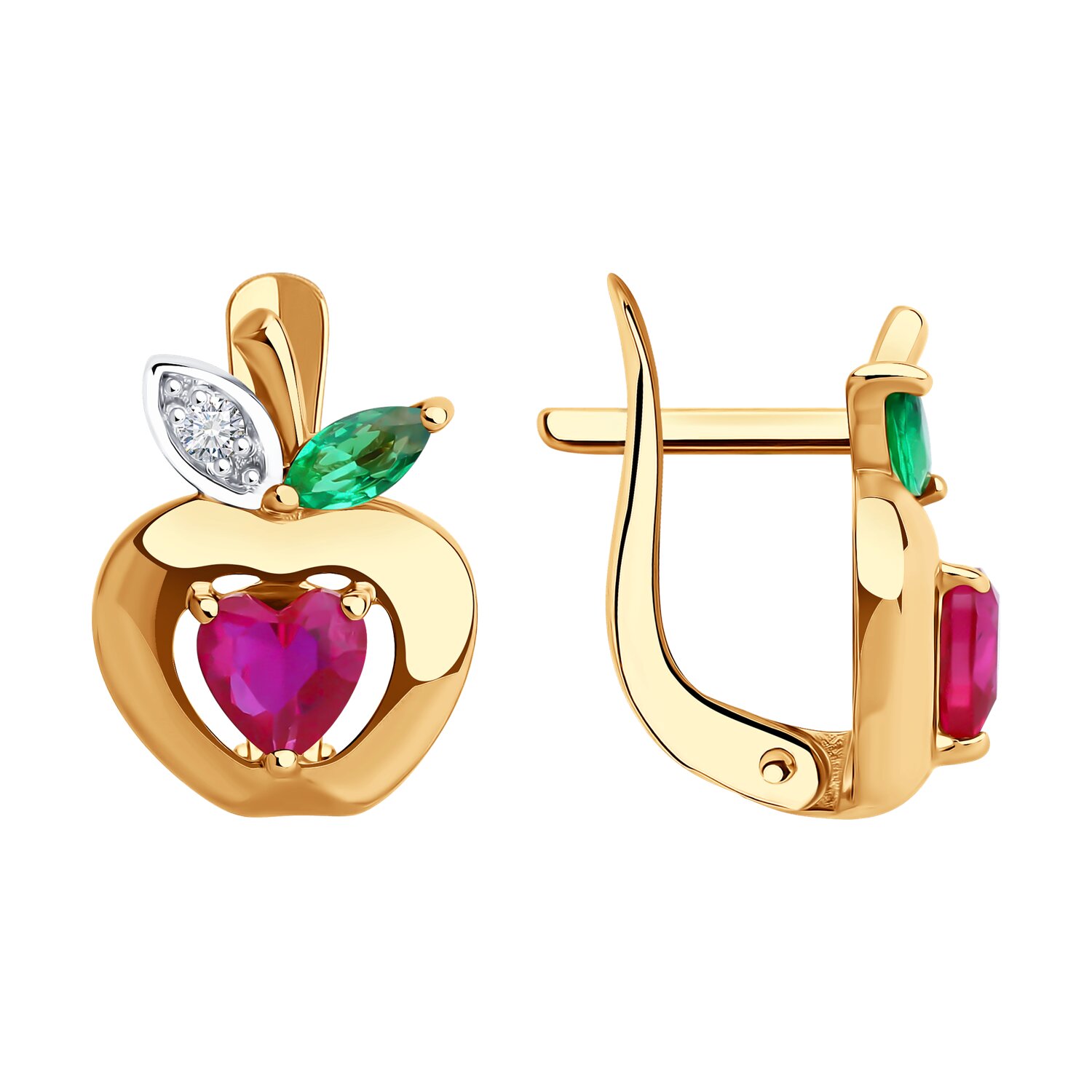 Cercei Sokolov din aur cu corund si zirconii