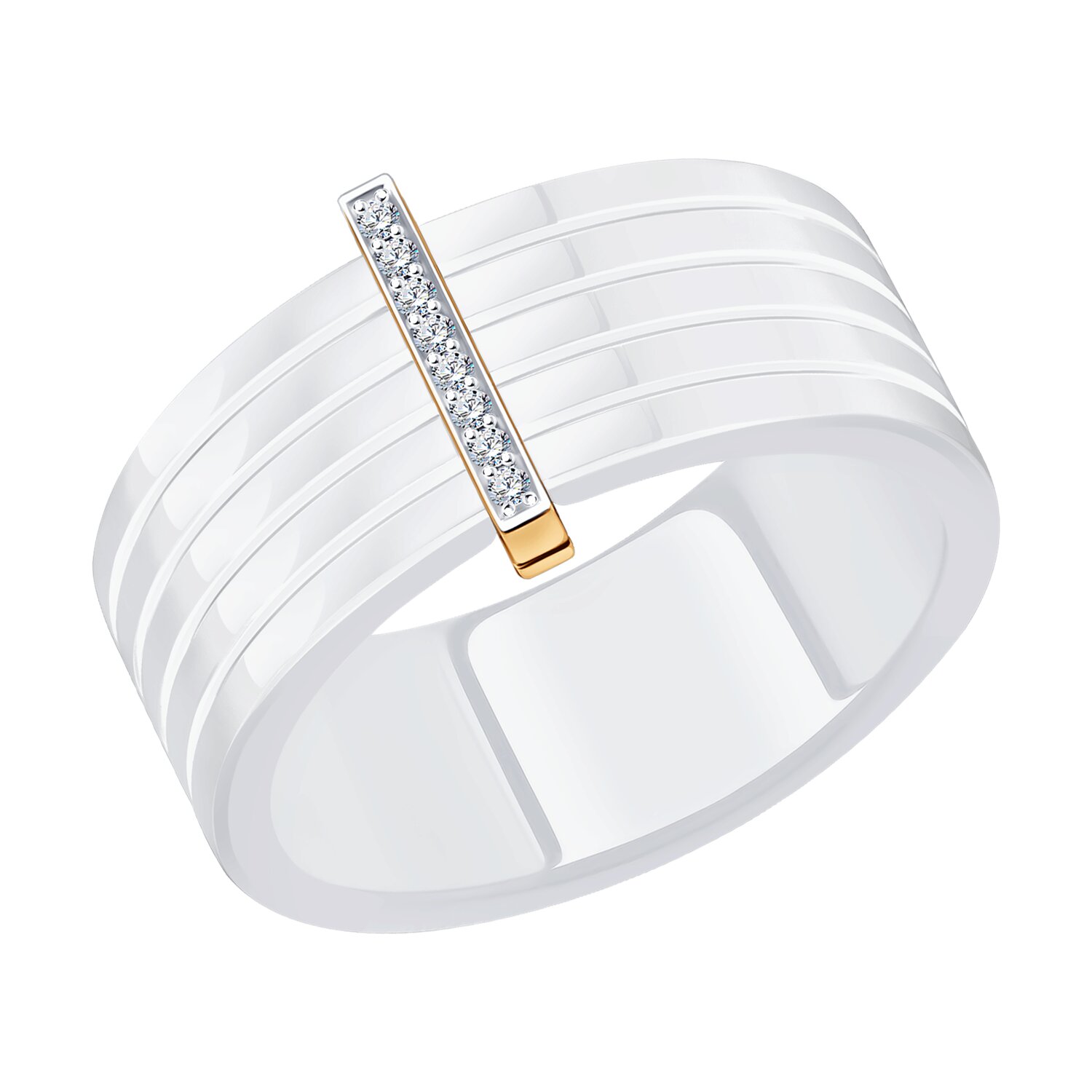 Inel Sokolov din ceramica cu aur si diamante