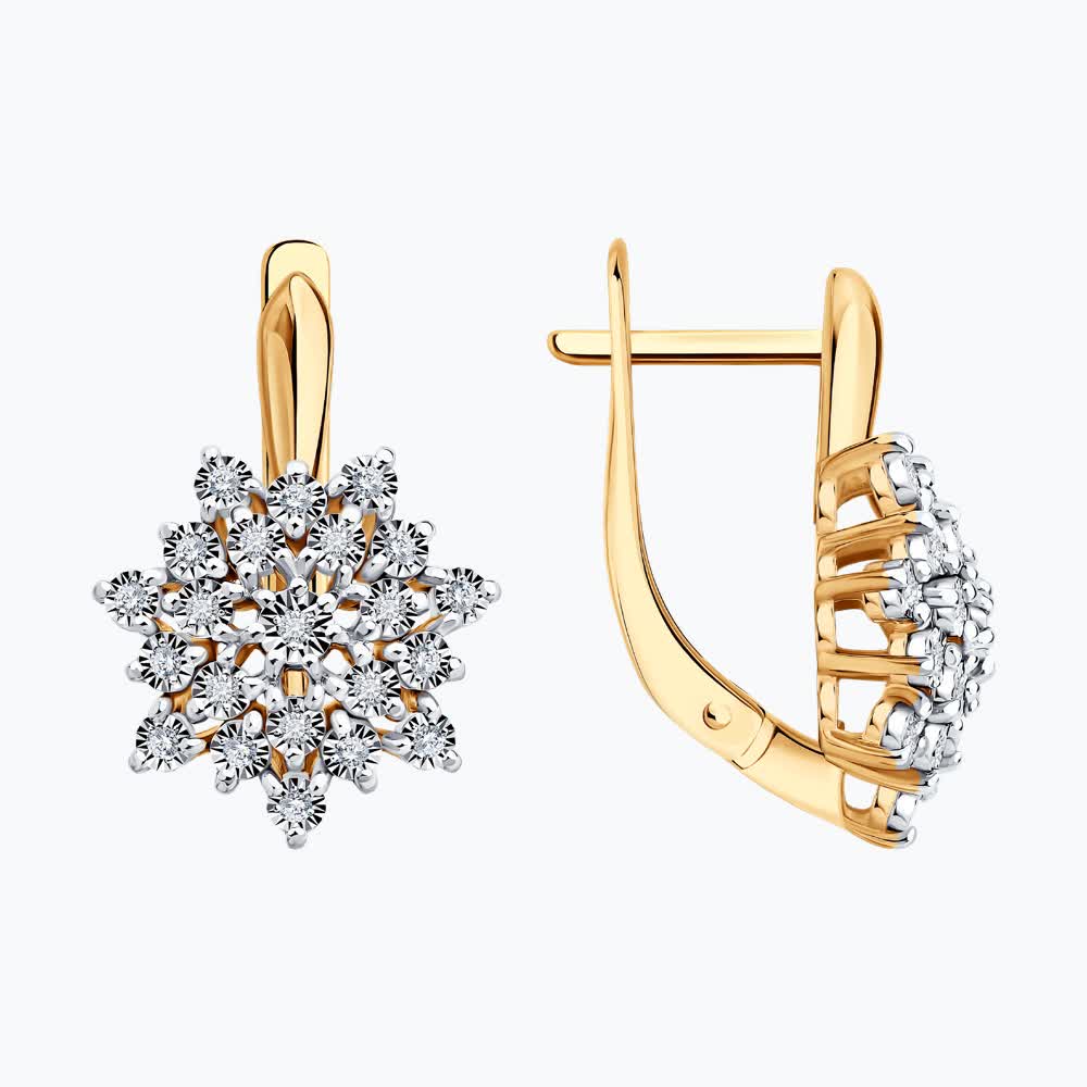 Cercei Sokolov din aur combinat cu diamante