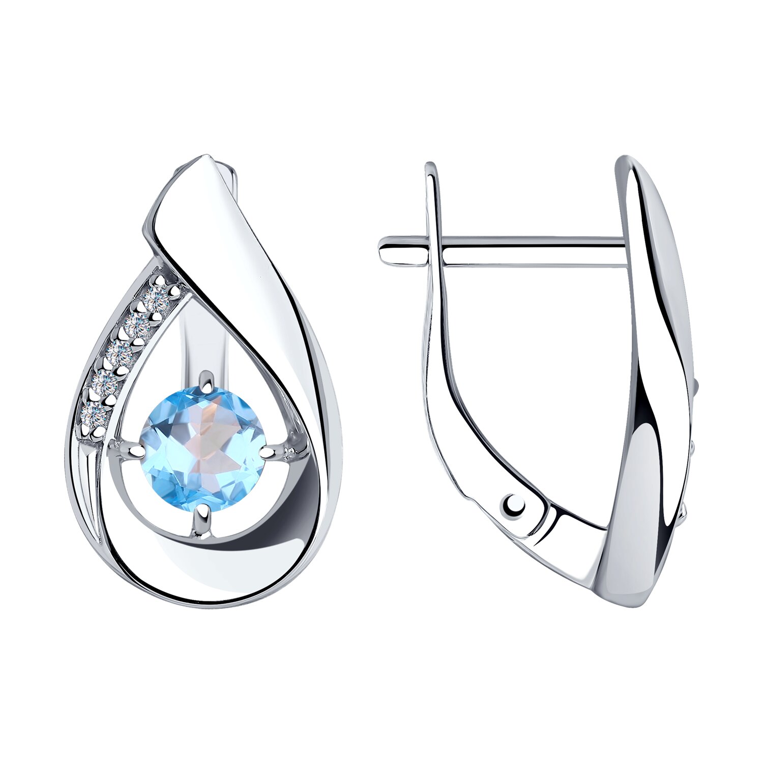 Cercei Sokolov din argint cu topaze si zirconii