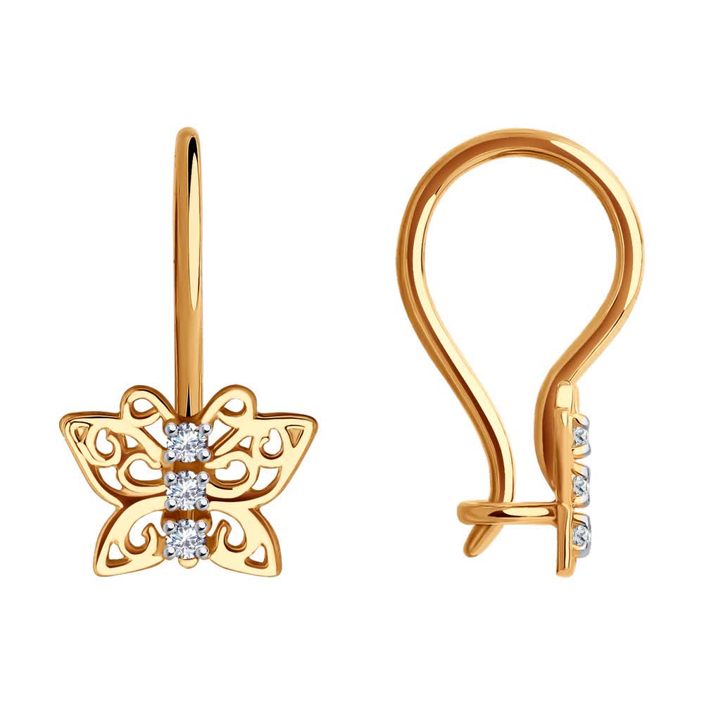 Cercei Sokolov din aur cu zirconii