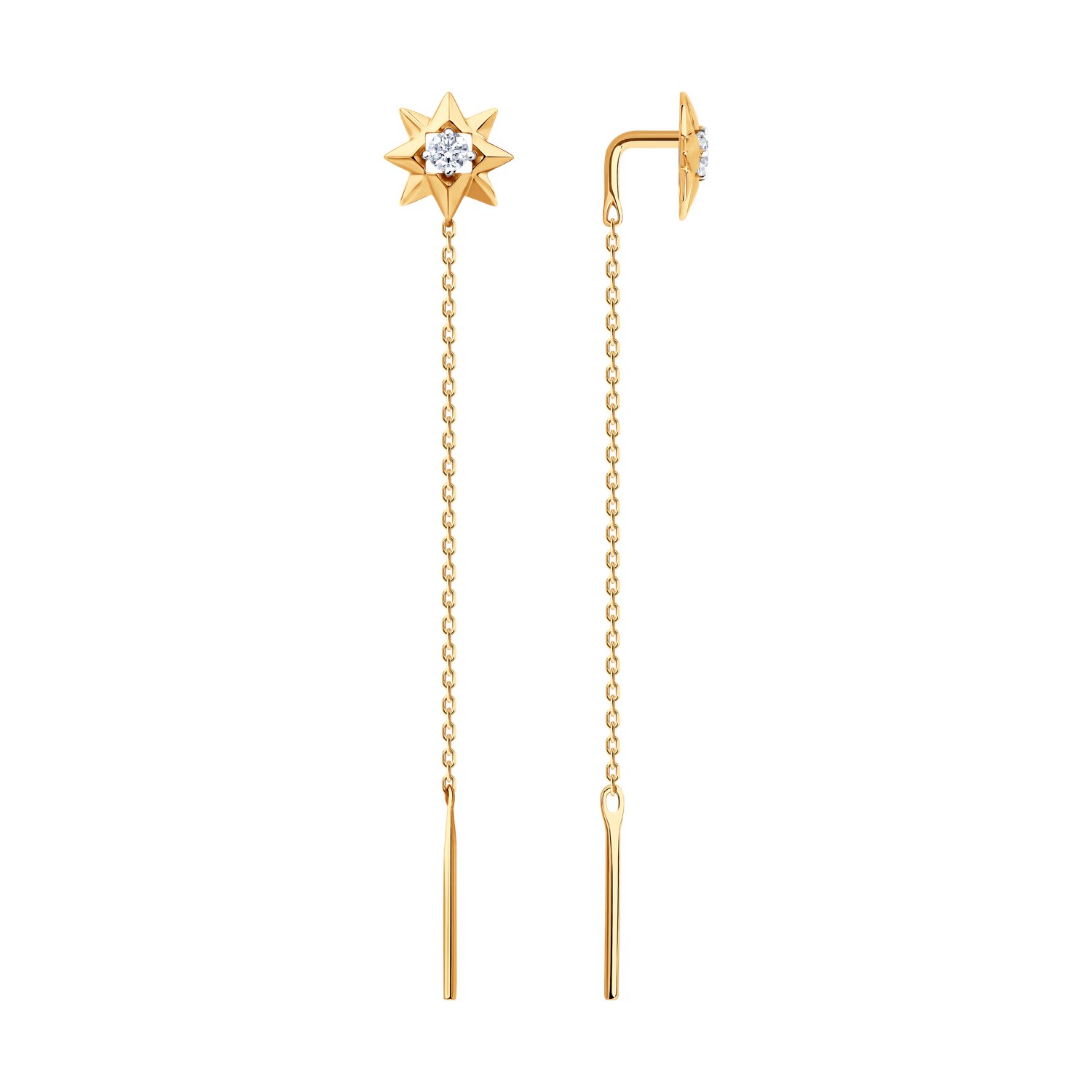 Cercei Sokolov din aur cu zirconii