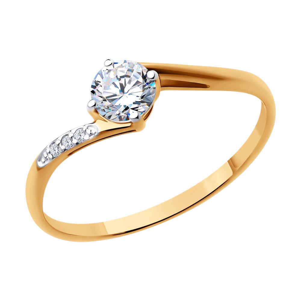 Inel Sokolov din aur cu zirconii