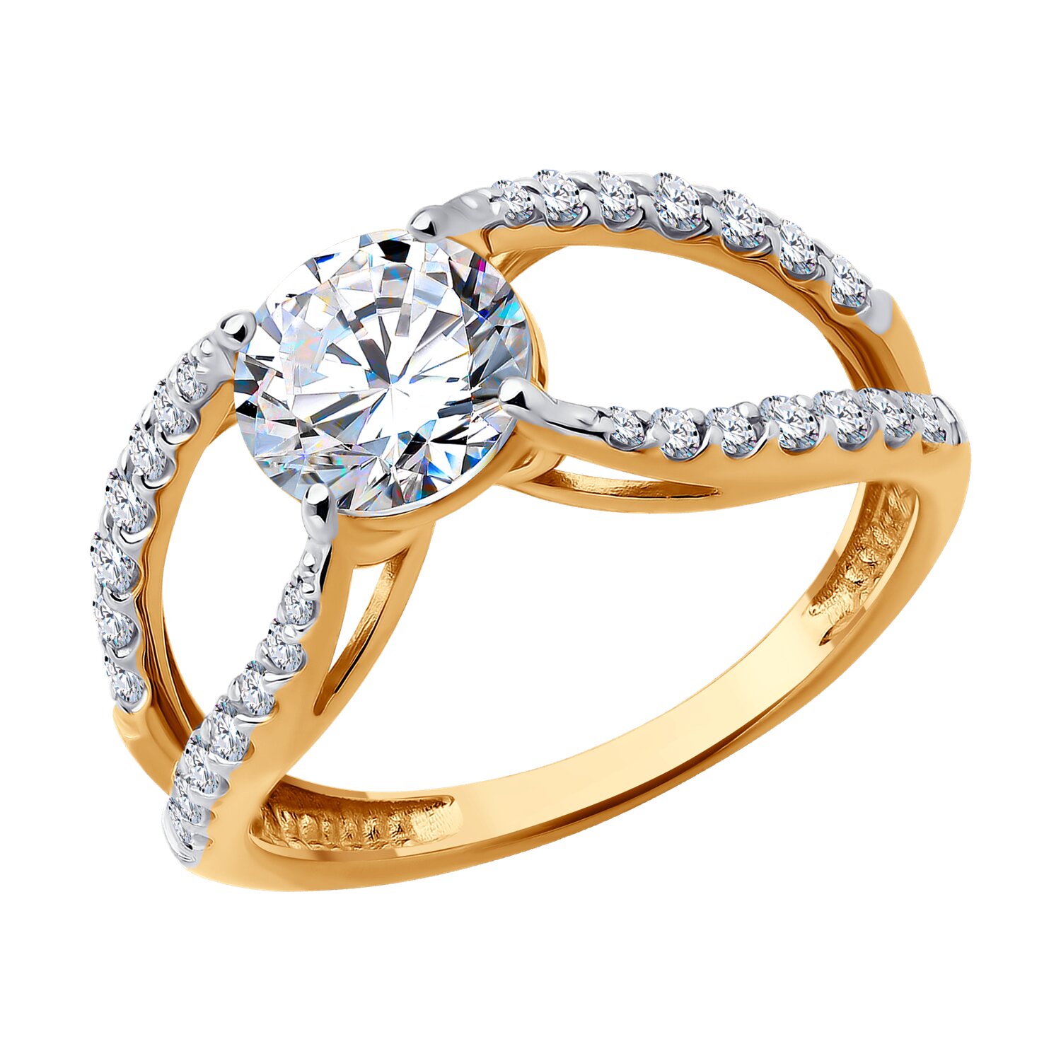 Inel Sokolov din aur cu zirconii