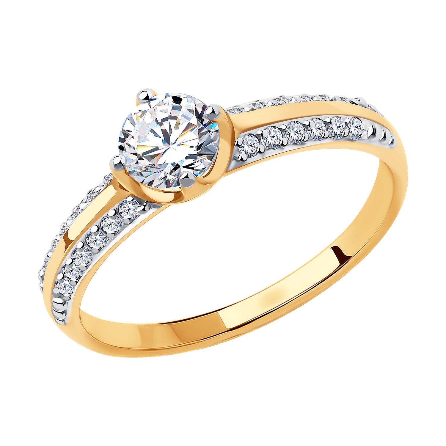 Inel Sokolov din aur cu zirconii