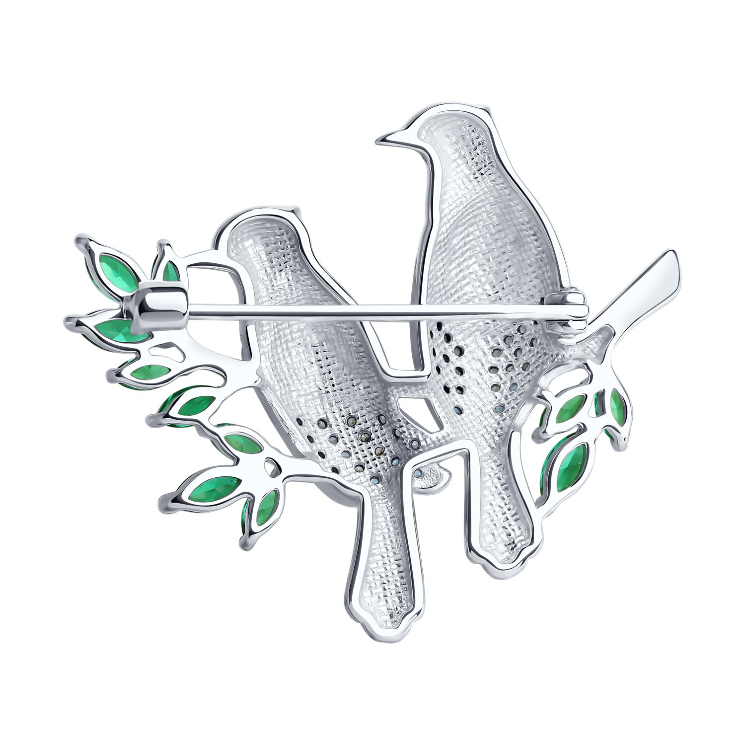 Broșă Sokolov din argint cu emal și zirconiu