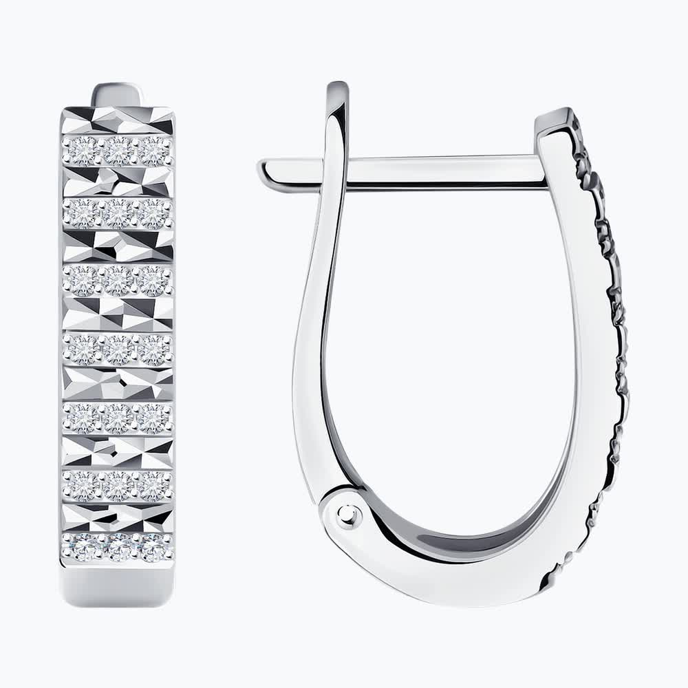 Cercei Sokolov din aur alb cu diamante