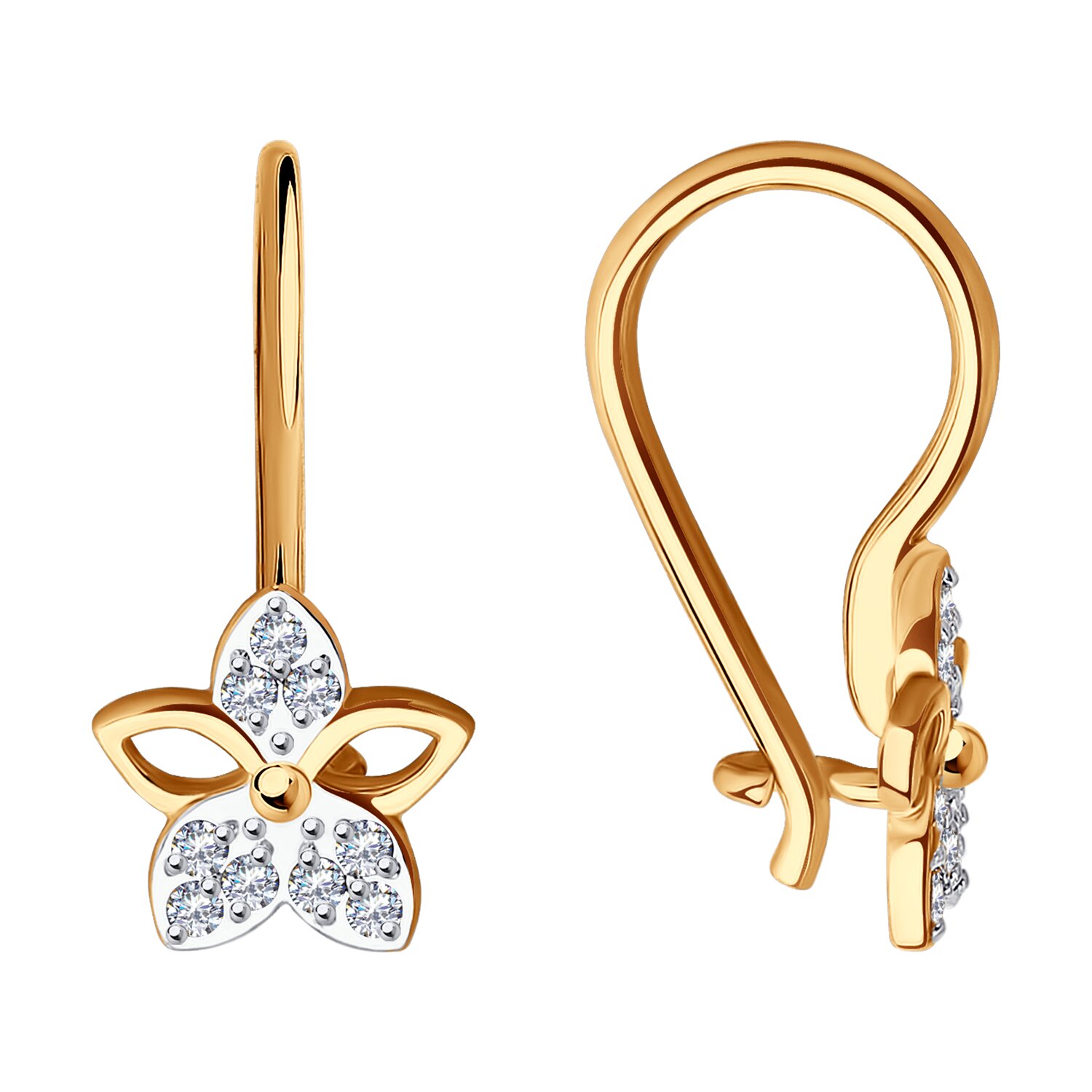 Cercei Sokolov din aur cu zirconii