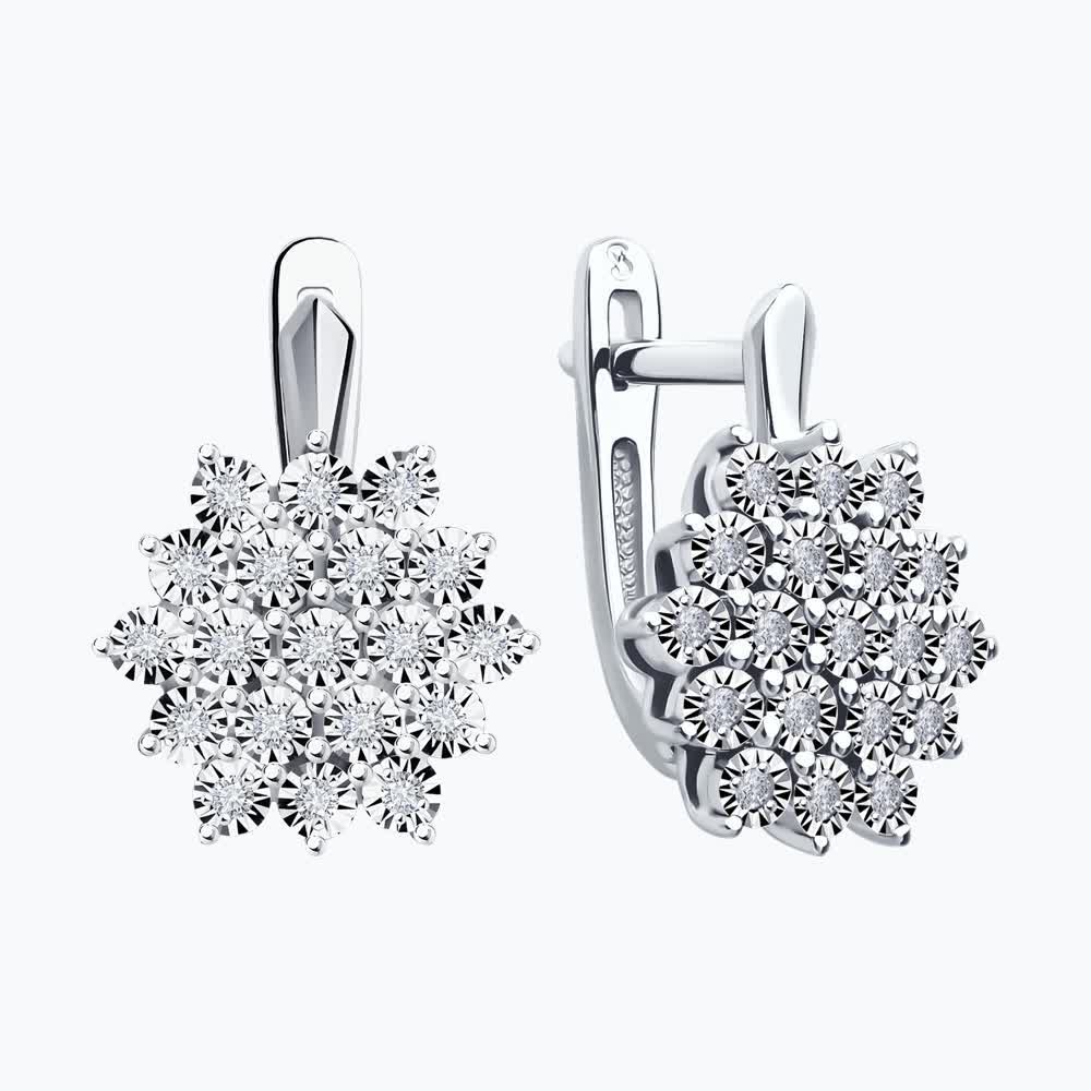 Cercei Sokolov din aur alb cu diamante