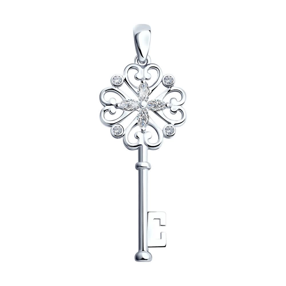 Pandantiv Sokolov din argint cu zirconii