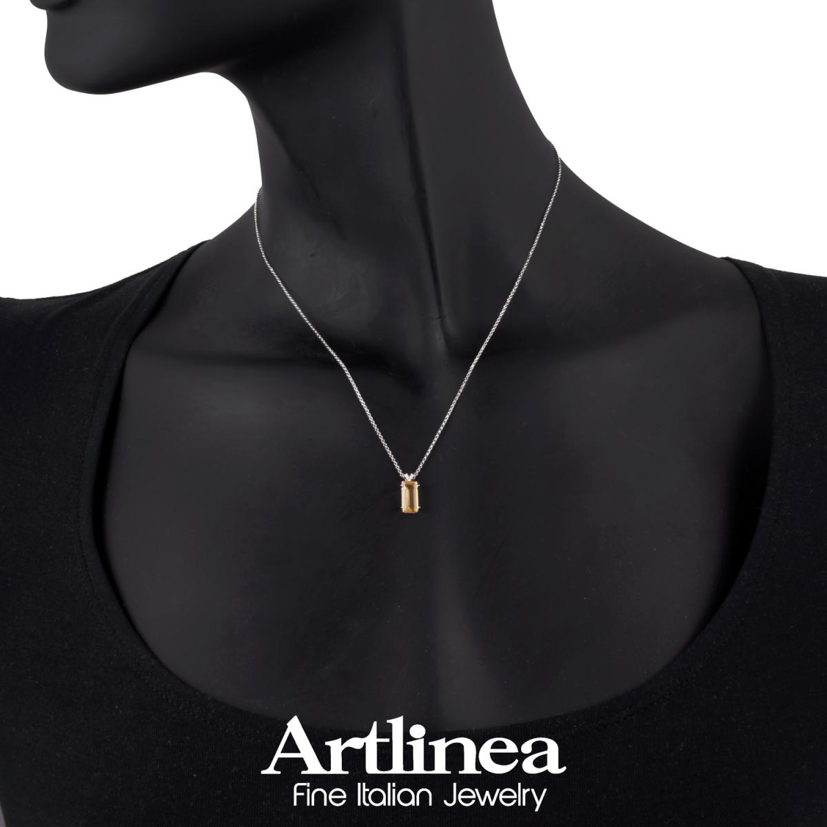 Colier Artlinea din aur alb cu diamante și ametist