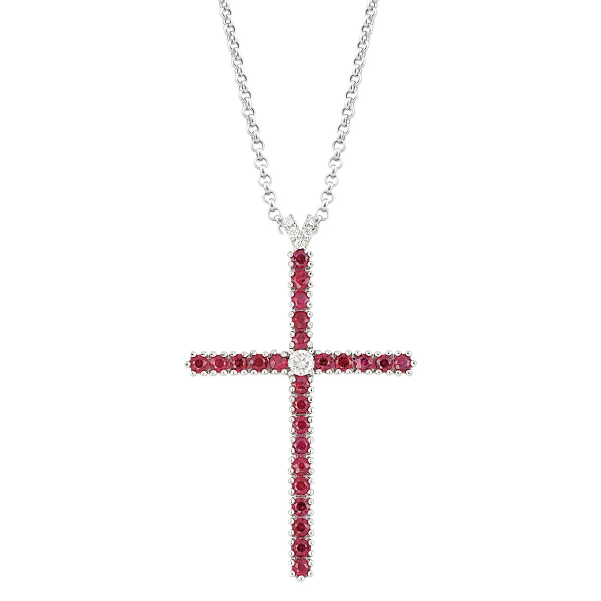 Colier Artlinea din aur alb cu diamante și rubine