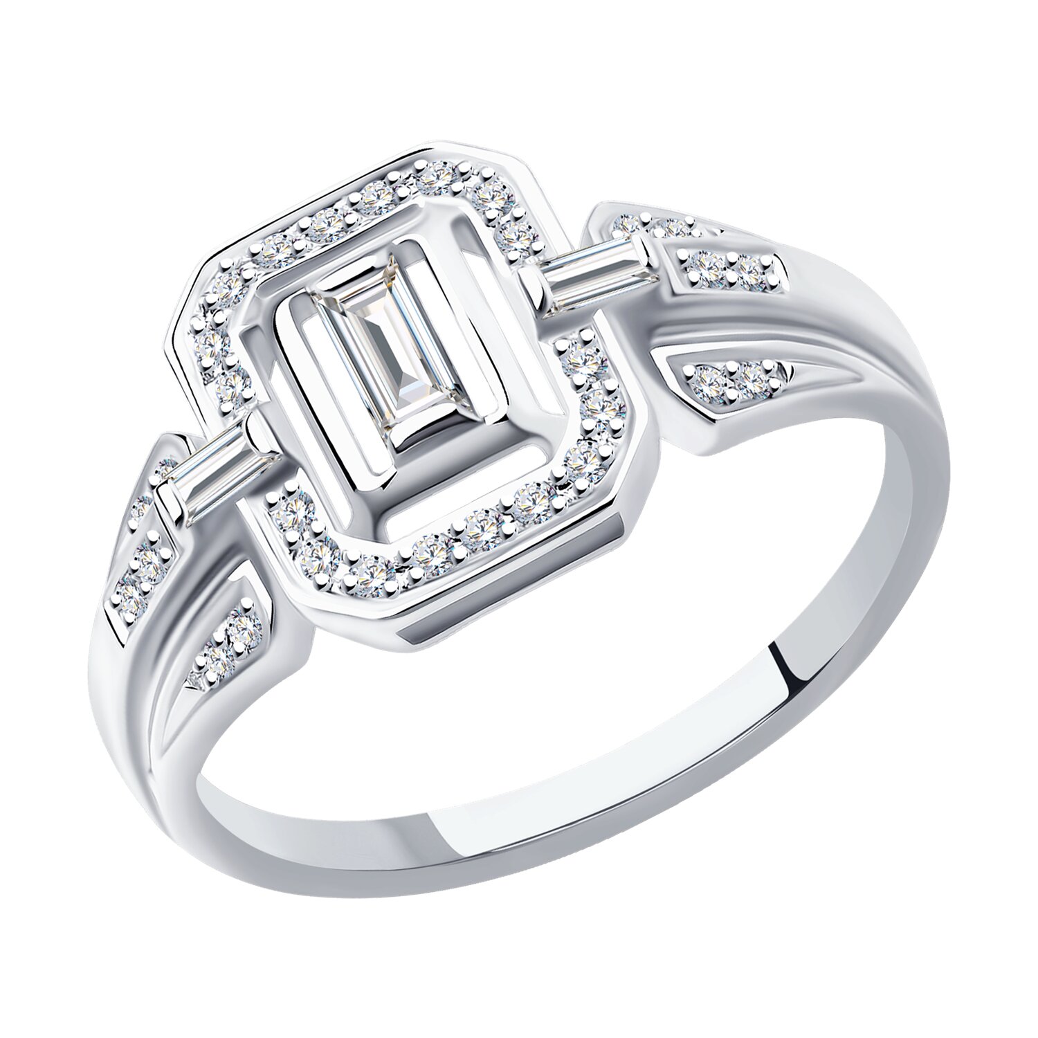 Inel Sokolov din aur alb cu diamante