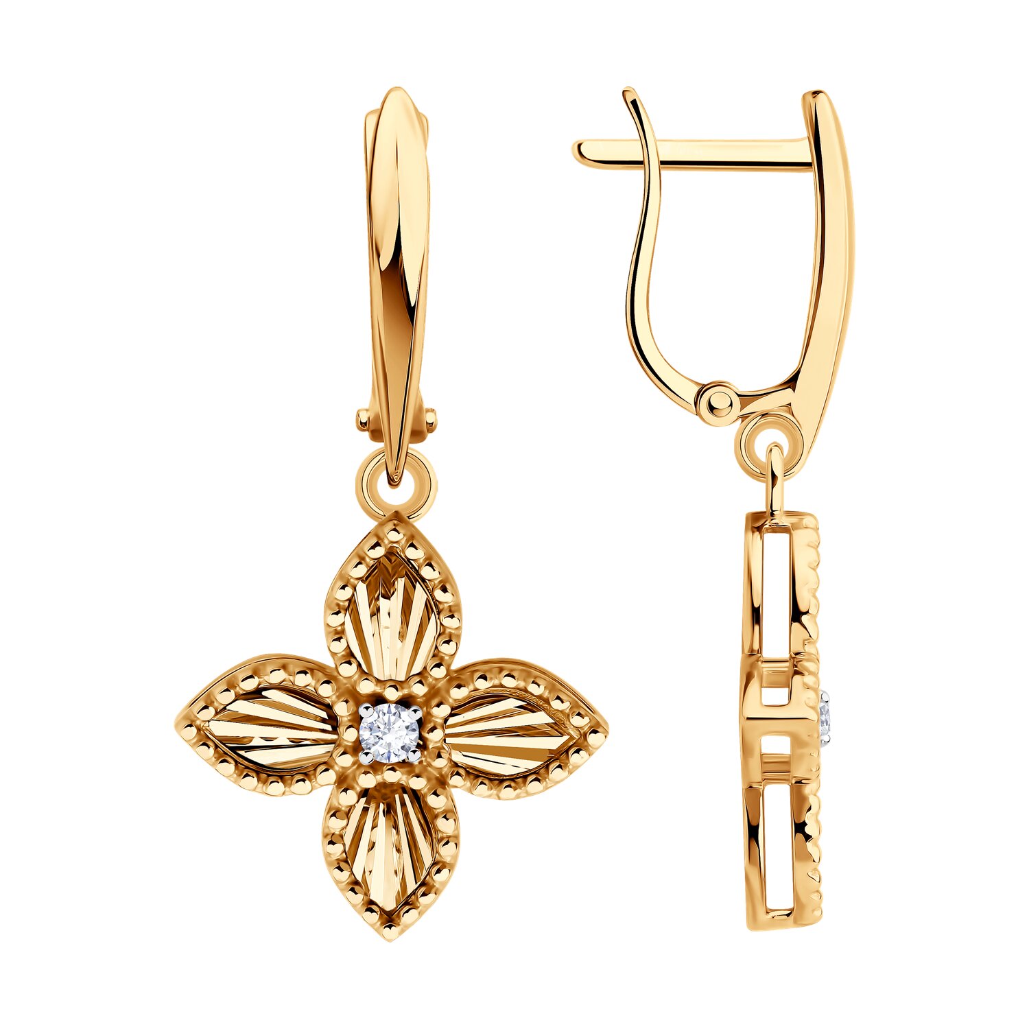 Cercei Sokolov din aur si zirconii