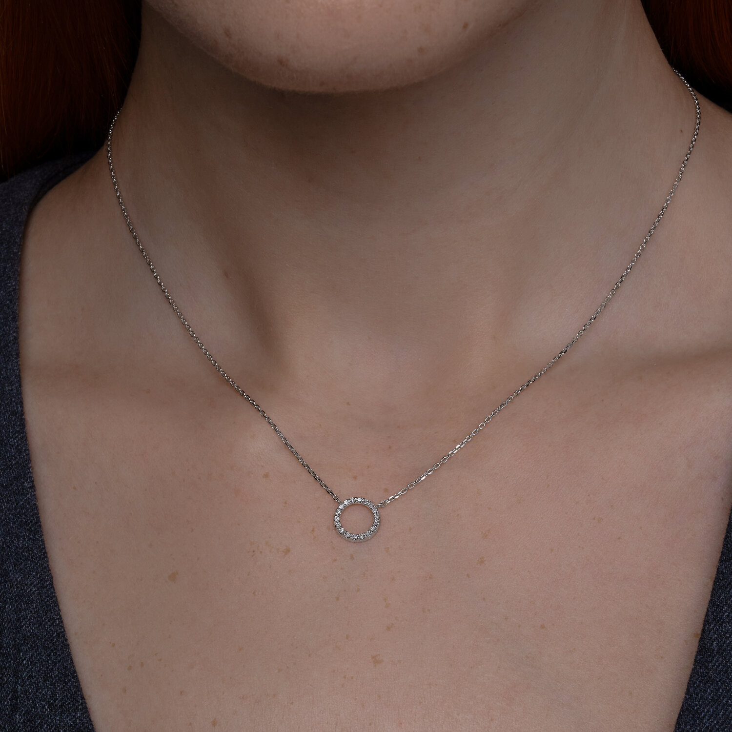 Colier Sokolov din aur alb cu diamante - image 3