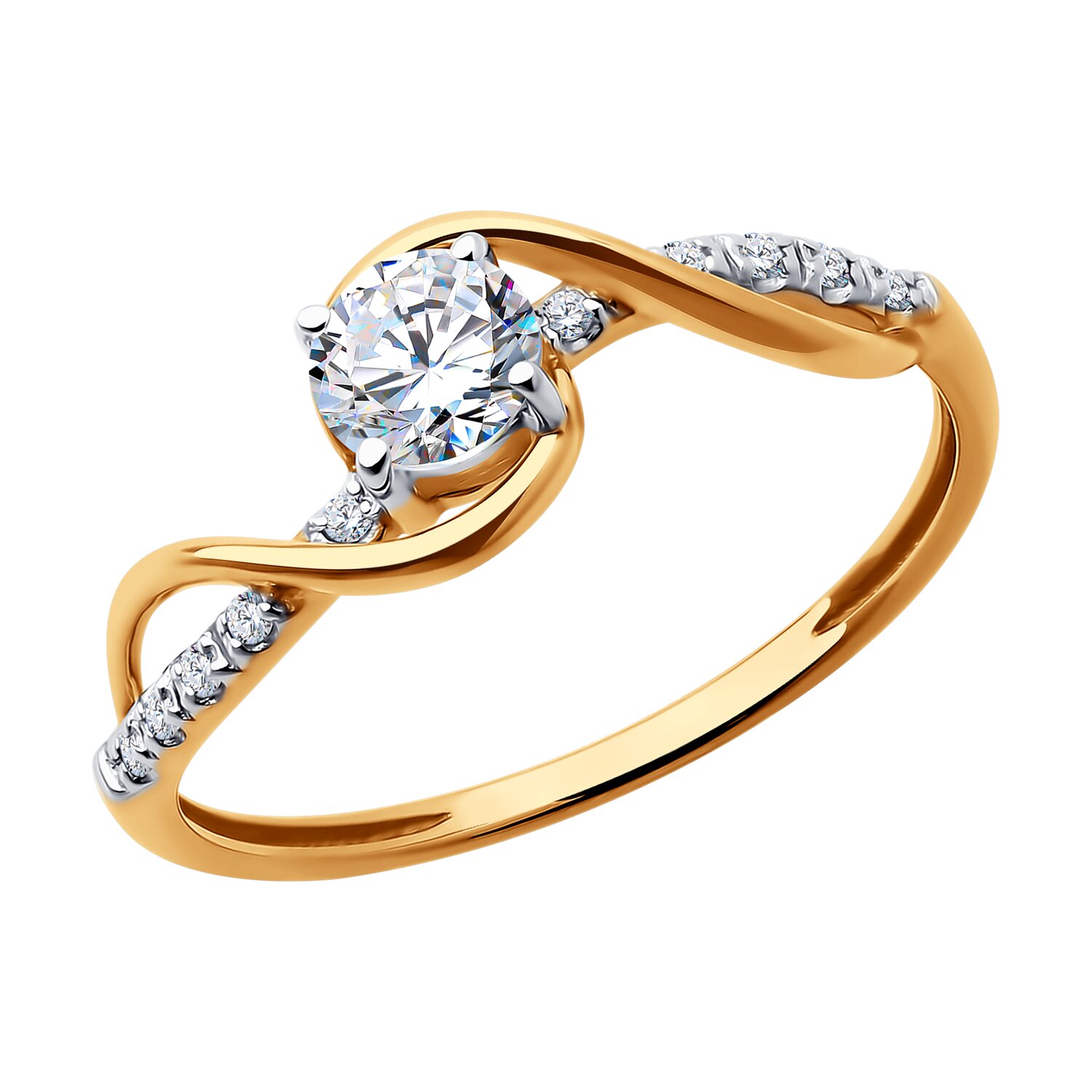 Inel Sokolov din aur cu zirconii