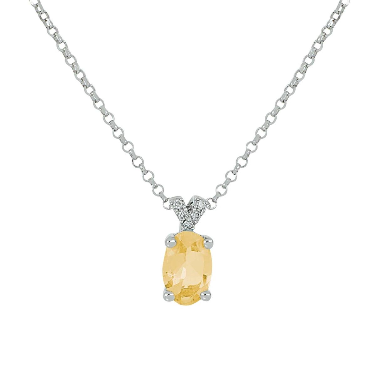 Colier Artlinea din aur alb cu diamante și citrin