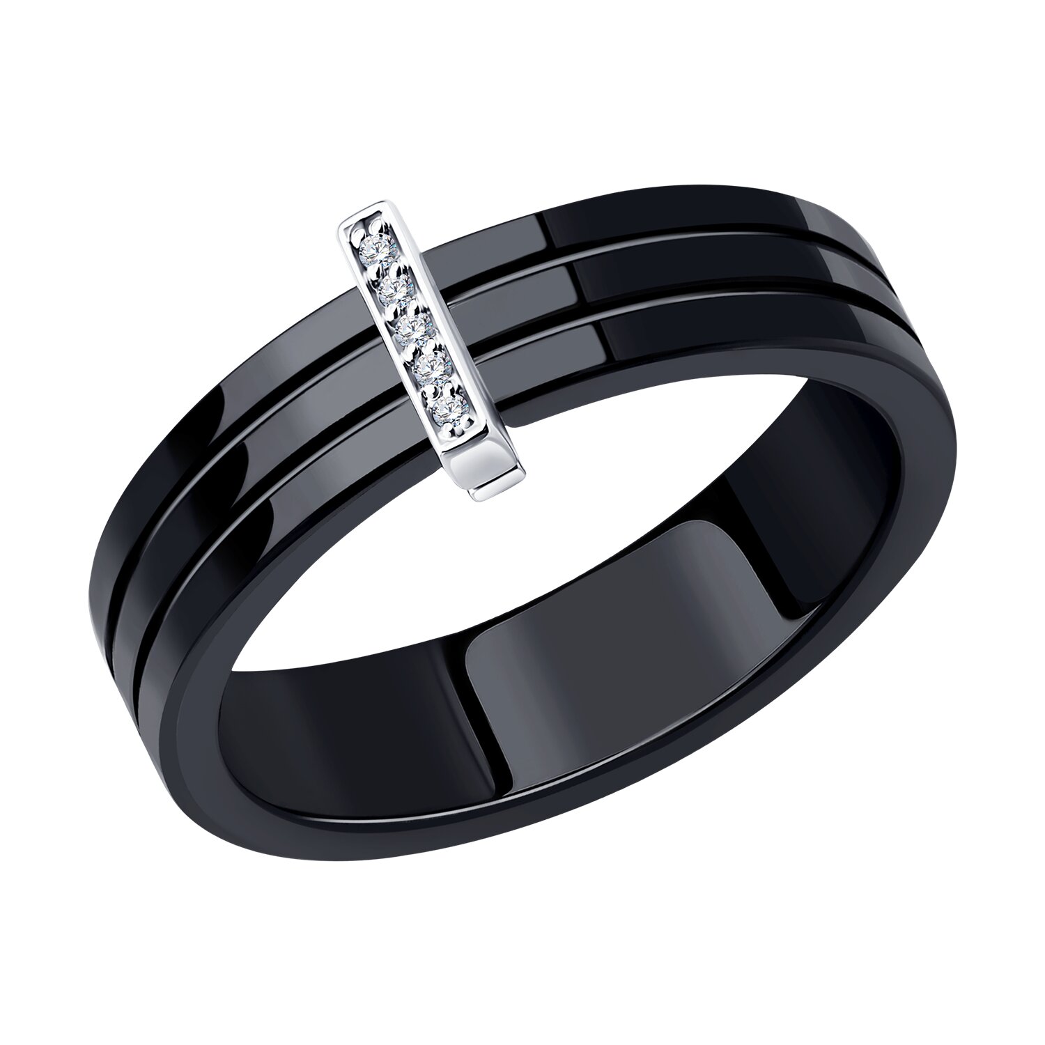 Inel Sokolov din ceramica cu aur alb si diamant