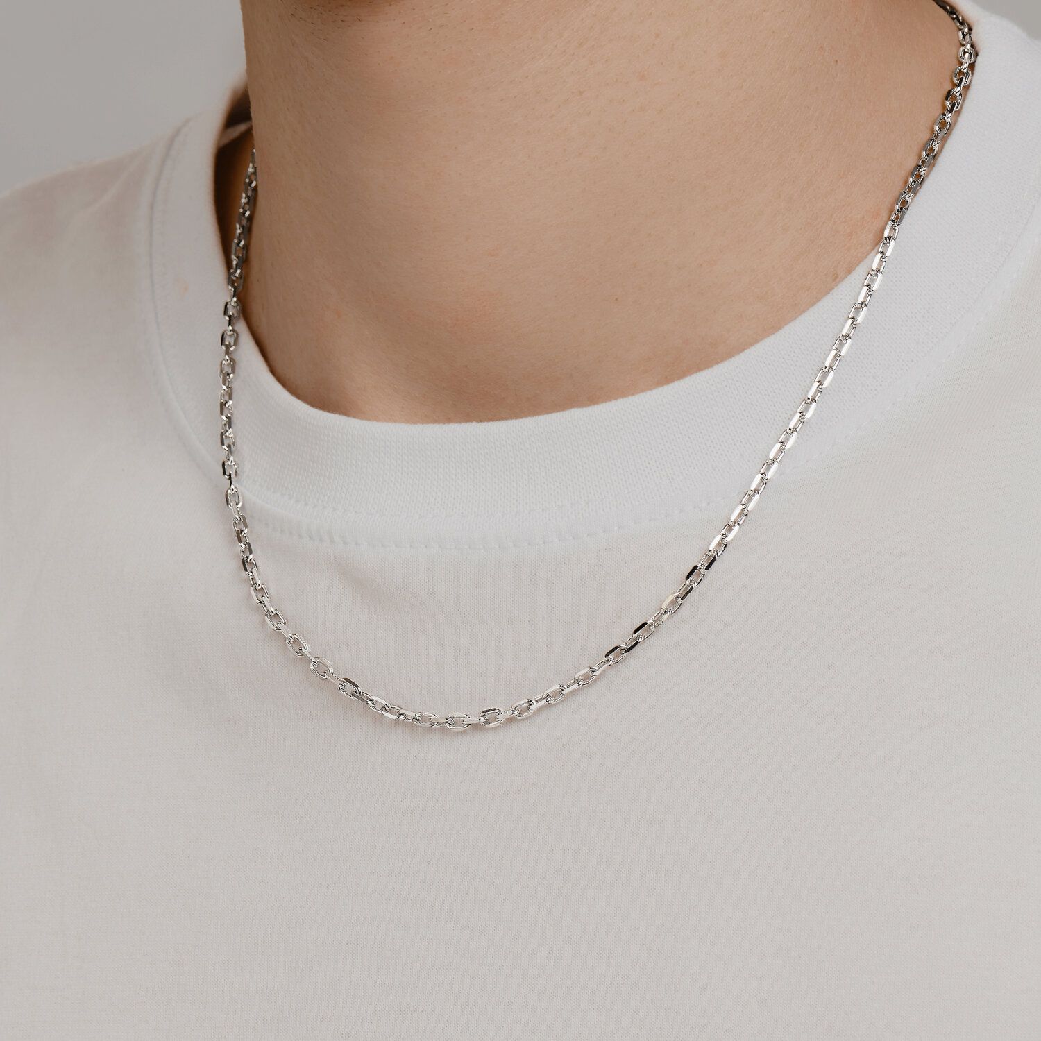 Lanț Sokolov pentru bărbați din argint, împletitură ancoră