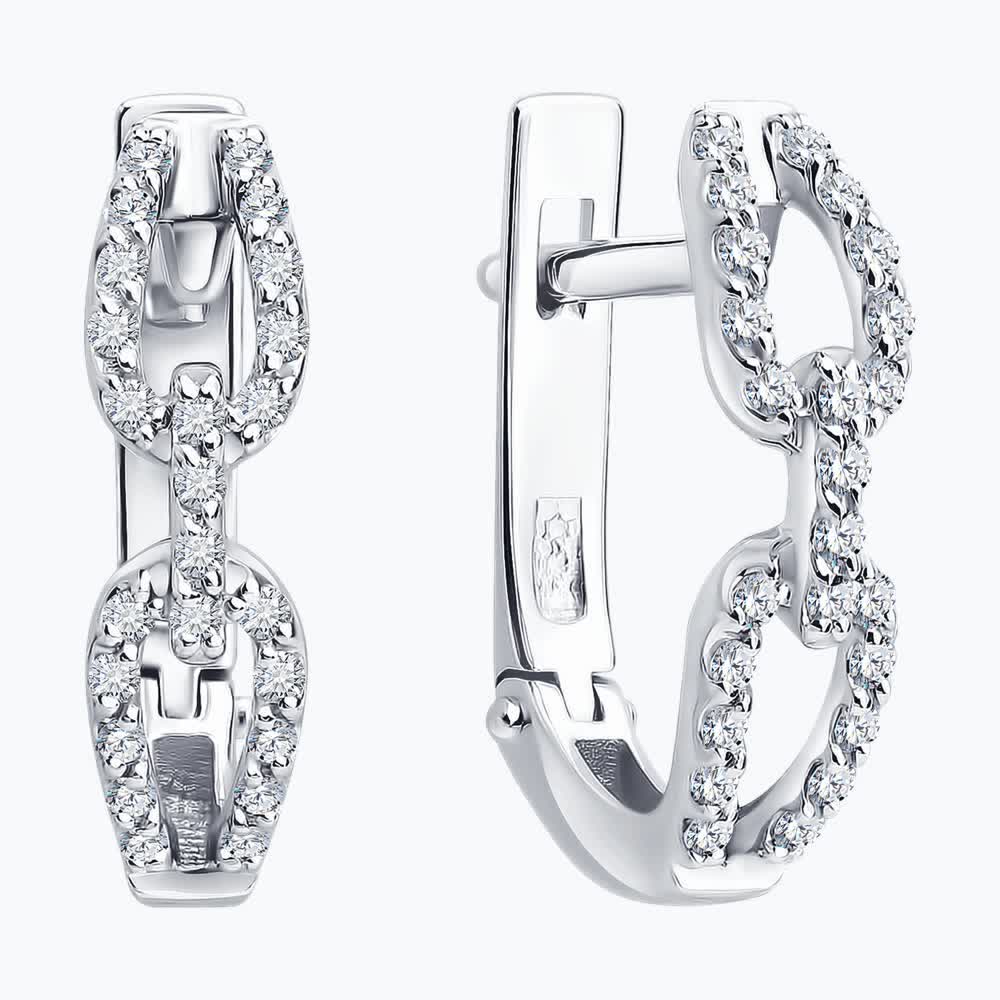 Cercei Sokolov din aur alb cu diamante