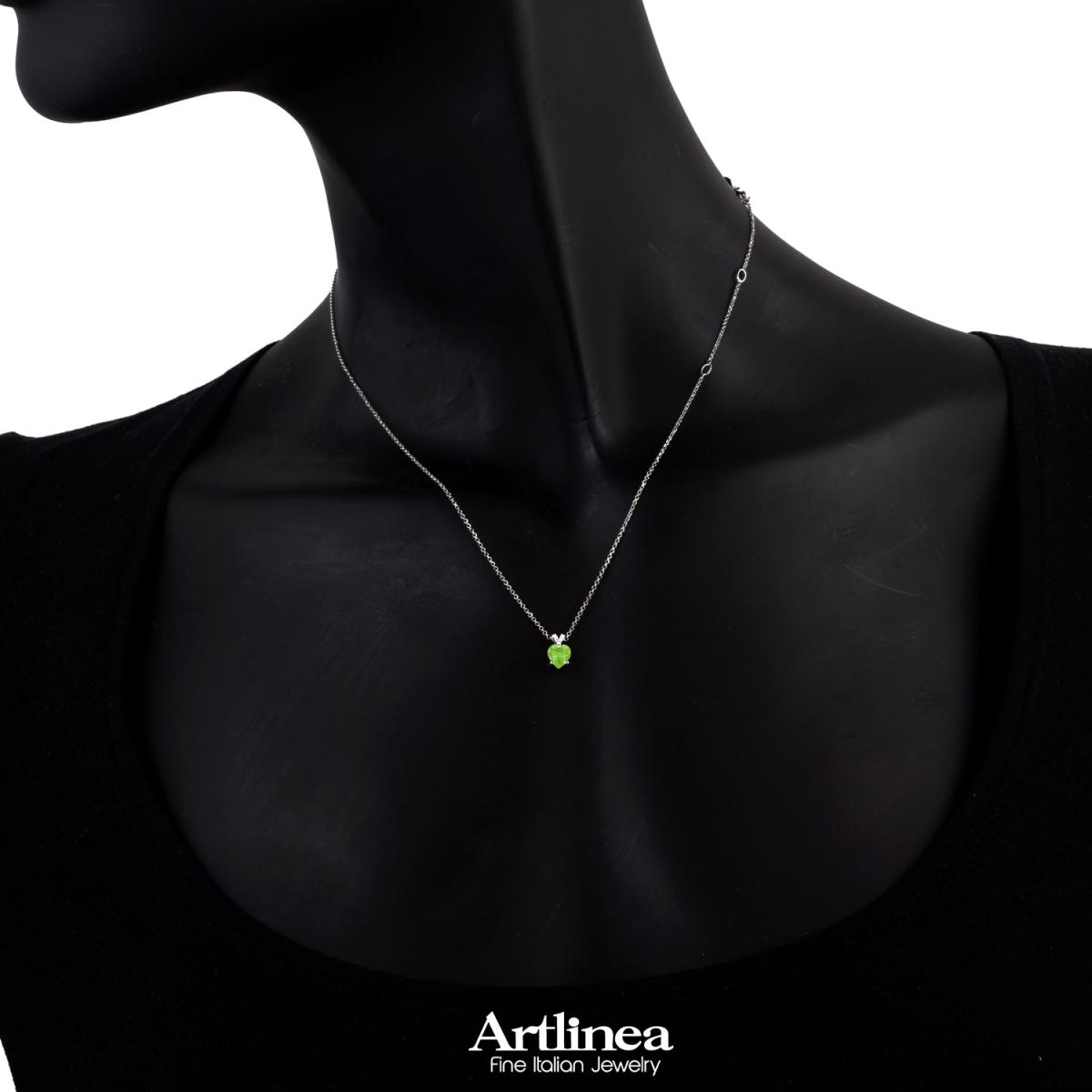 Colier Artlinea  din aur alb  cu diamante și peridot