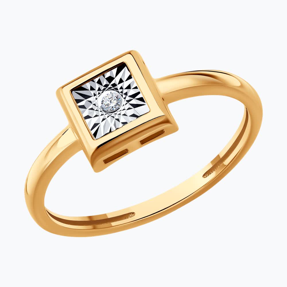 Inel Sokolov din aur combinat cu diamant