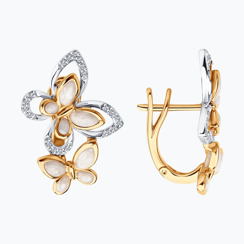 Cercei Sokolov din aur cu diamante și emal