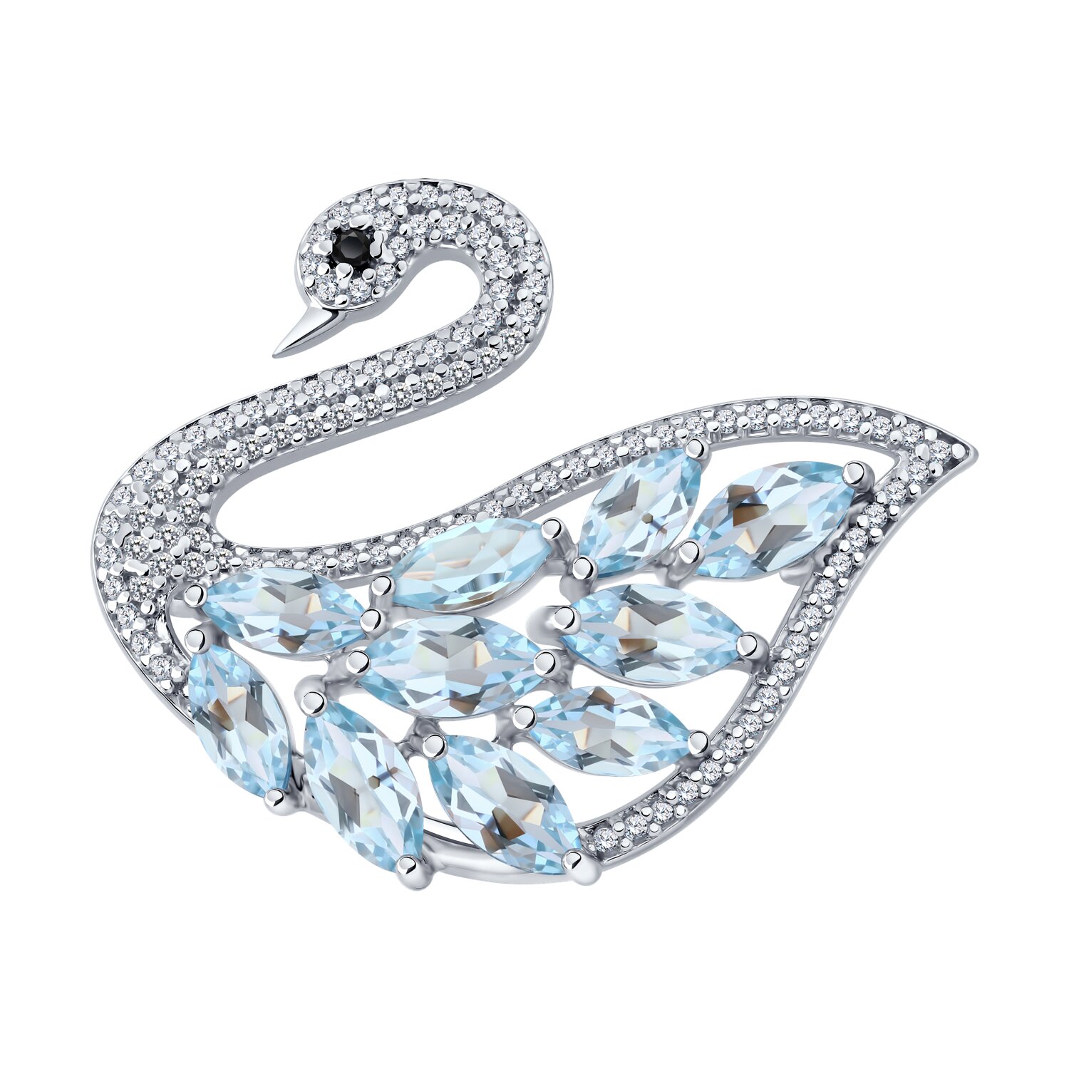 Broșă Sokolov din argint placat cu aur cu topaze și zirconii