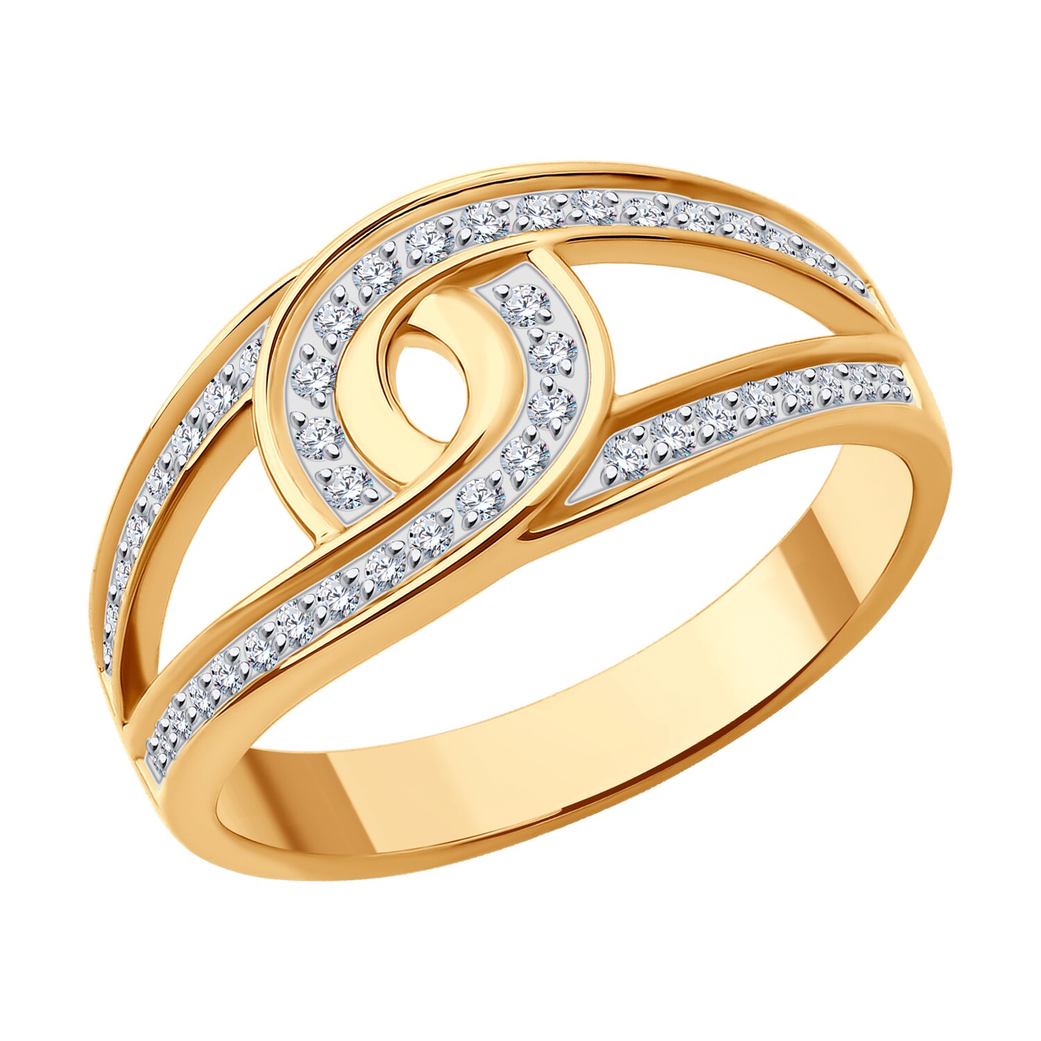 Inel Sokolov din aur cu zirconii