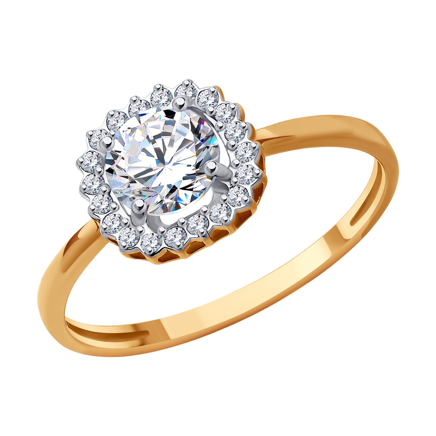 Inel Sokolov din aur cu zirconii