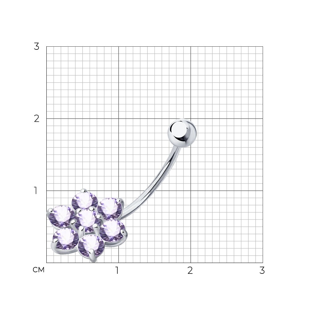 Piercing Sokolov din argint cu zirconii