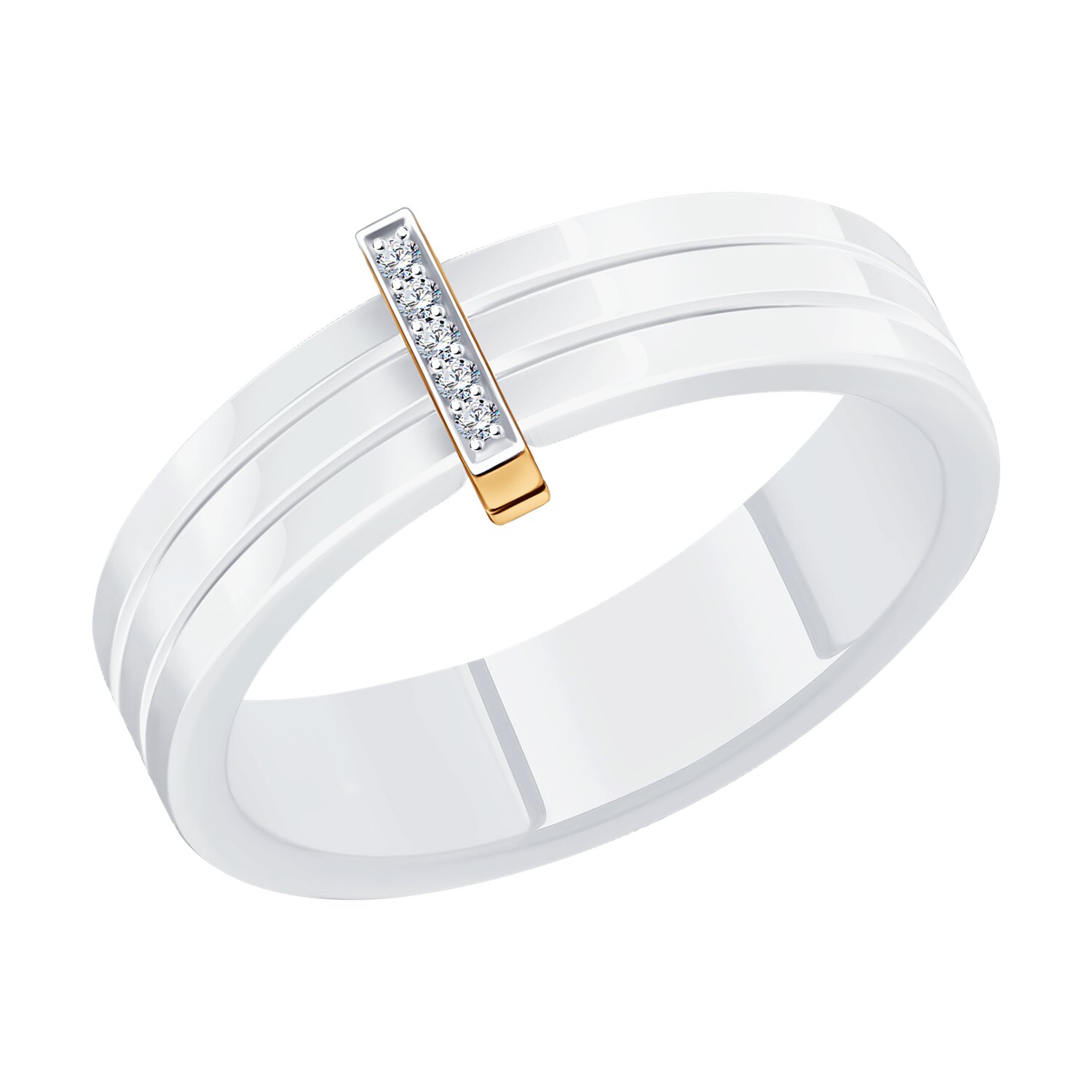 Inel Sokolov din ceramica alba si diamante