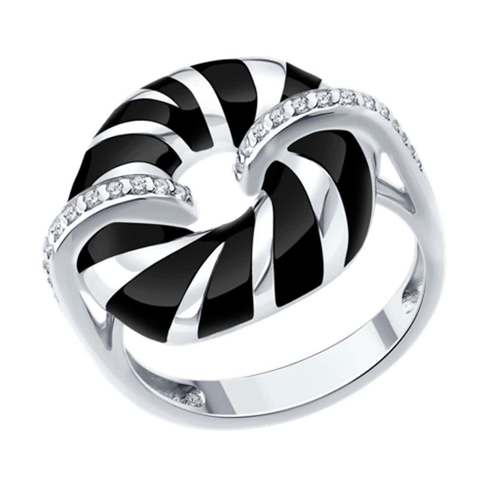 Inel Sokolov din argint cu zirconii si emal