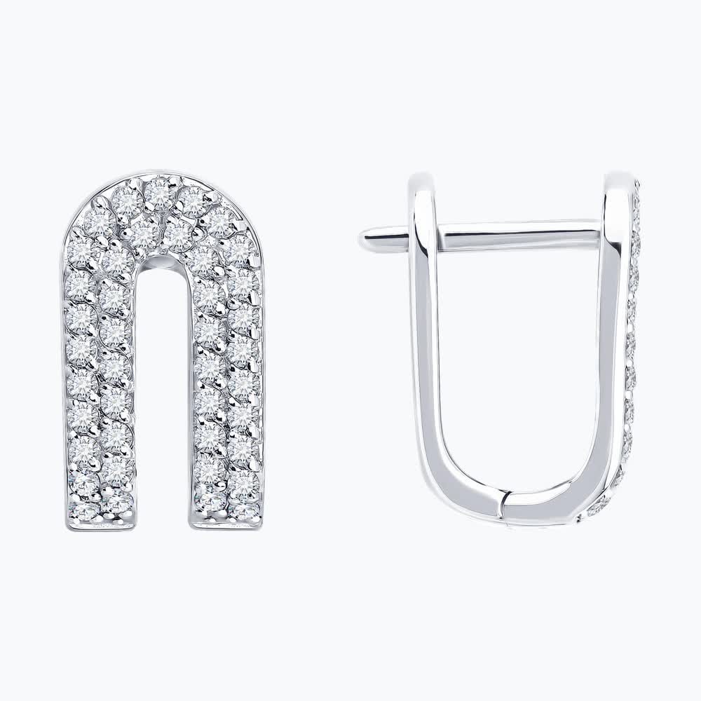 Cercei Sokolov din aur alb cu diamante