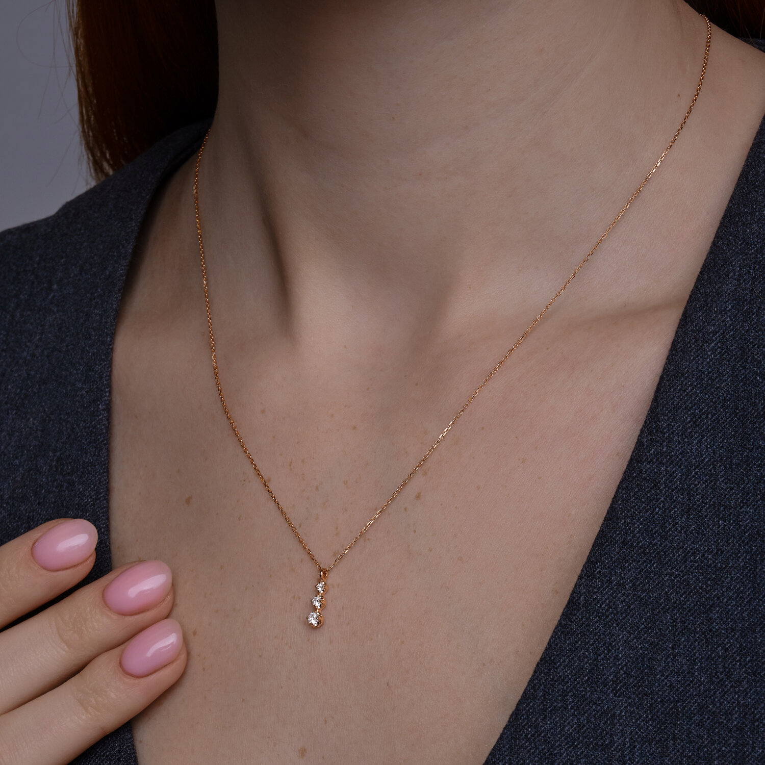 Colier Sokolov din aur cu zirconii - image 3