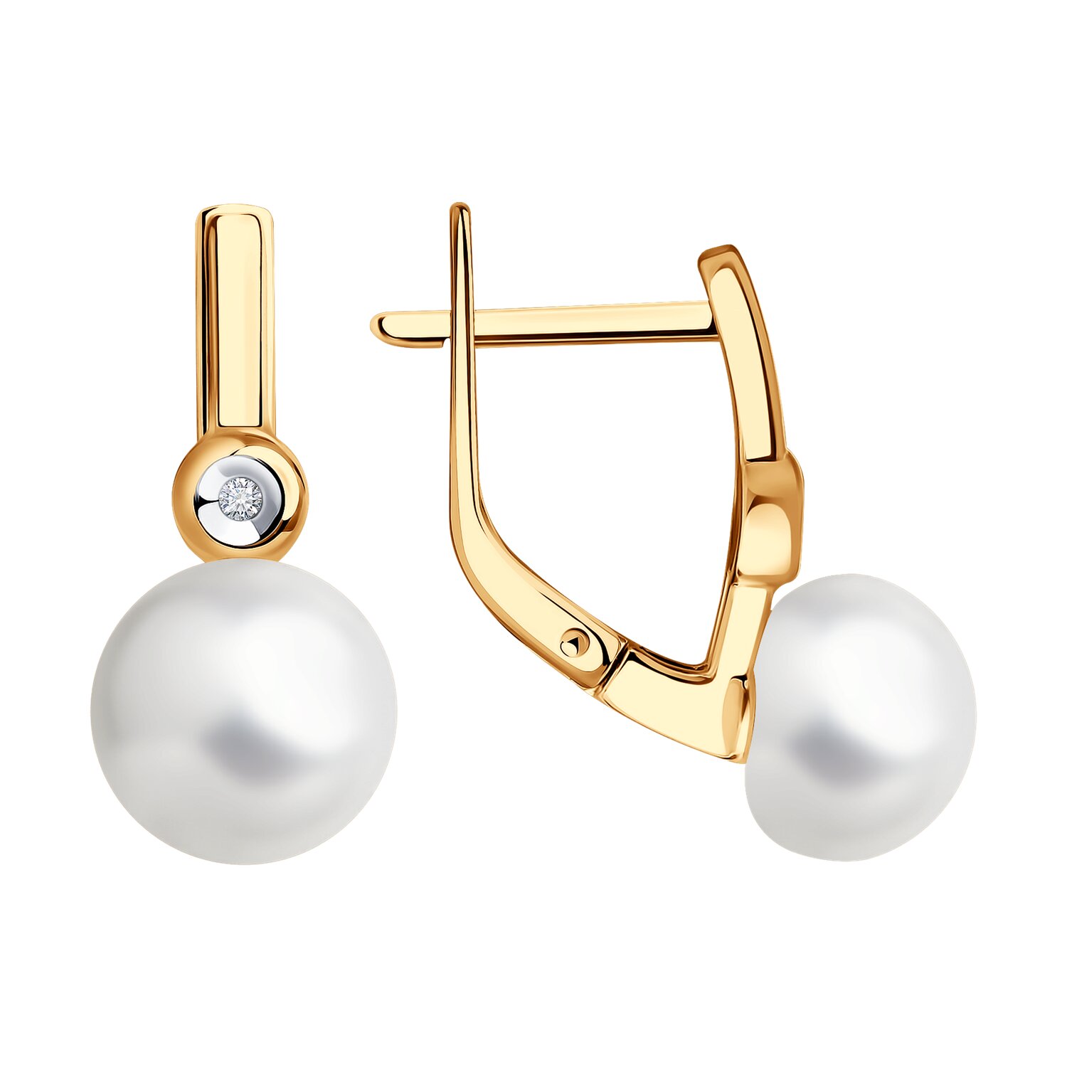 Cercei Sokolov din aur cu diamante și perle