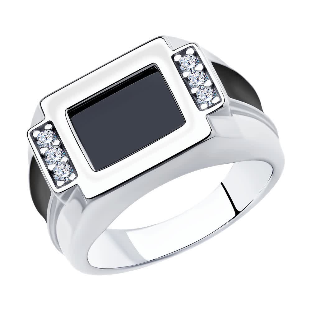 Inel Sokolov din argint cu zirconii si emal