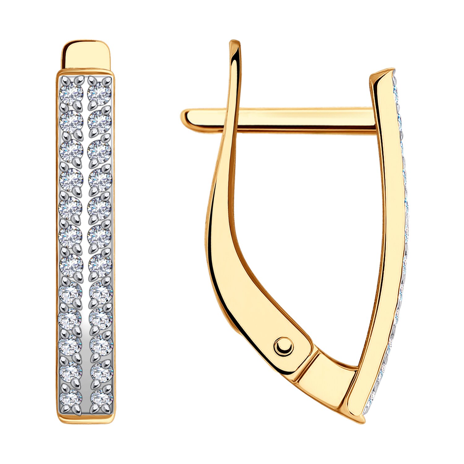 Cercei Sokolov din aur cu zirconii