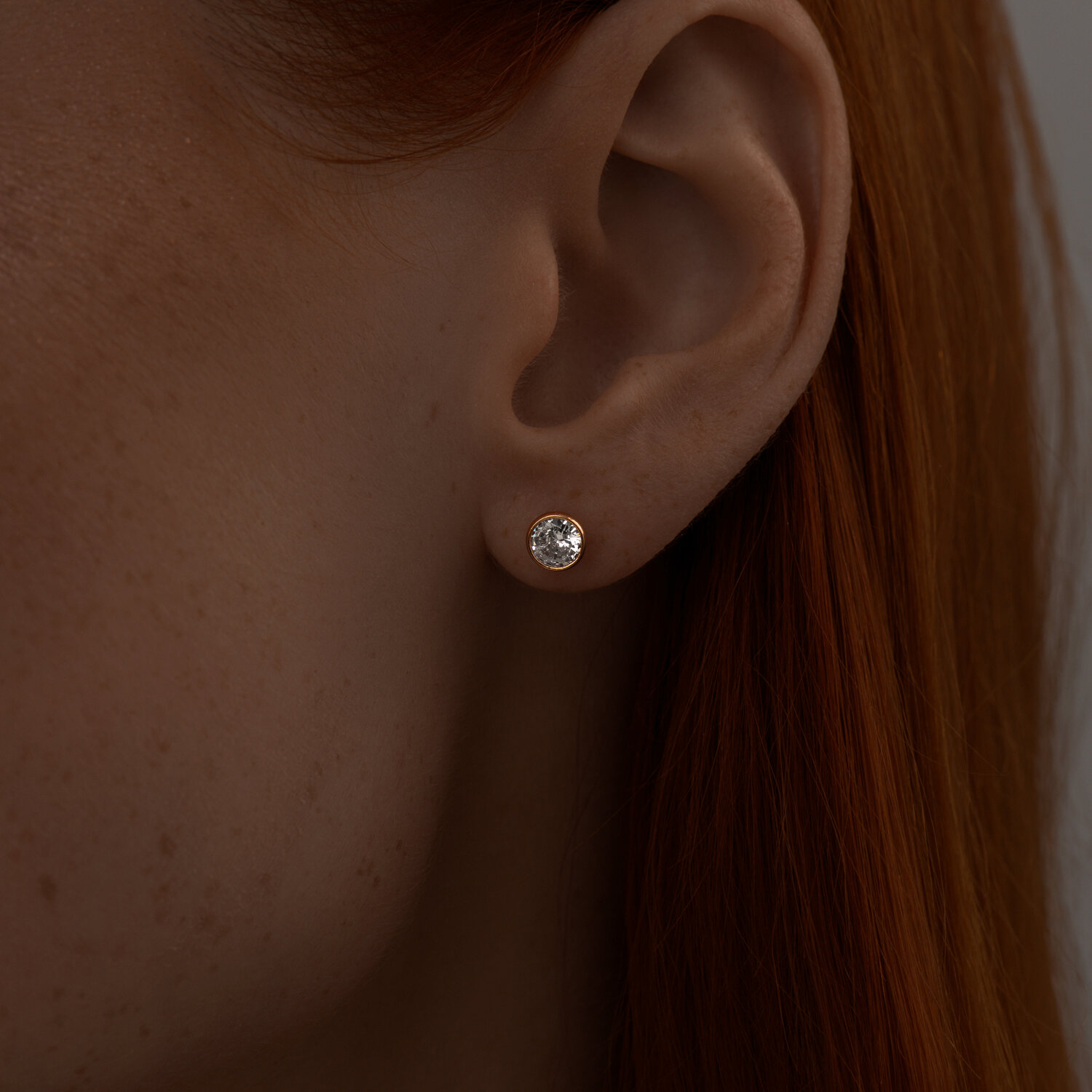 Cercei-pusete Sokolov din argint placat cu aur si zirconii