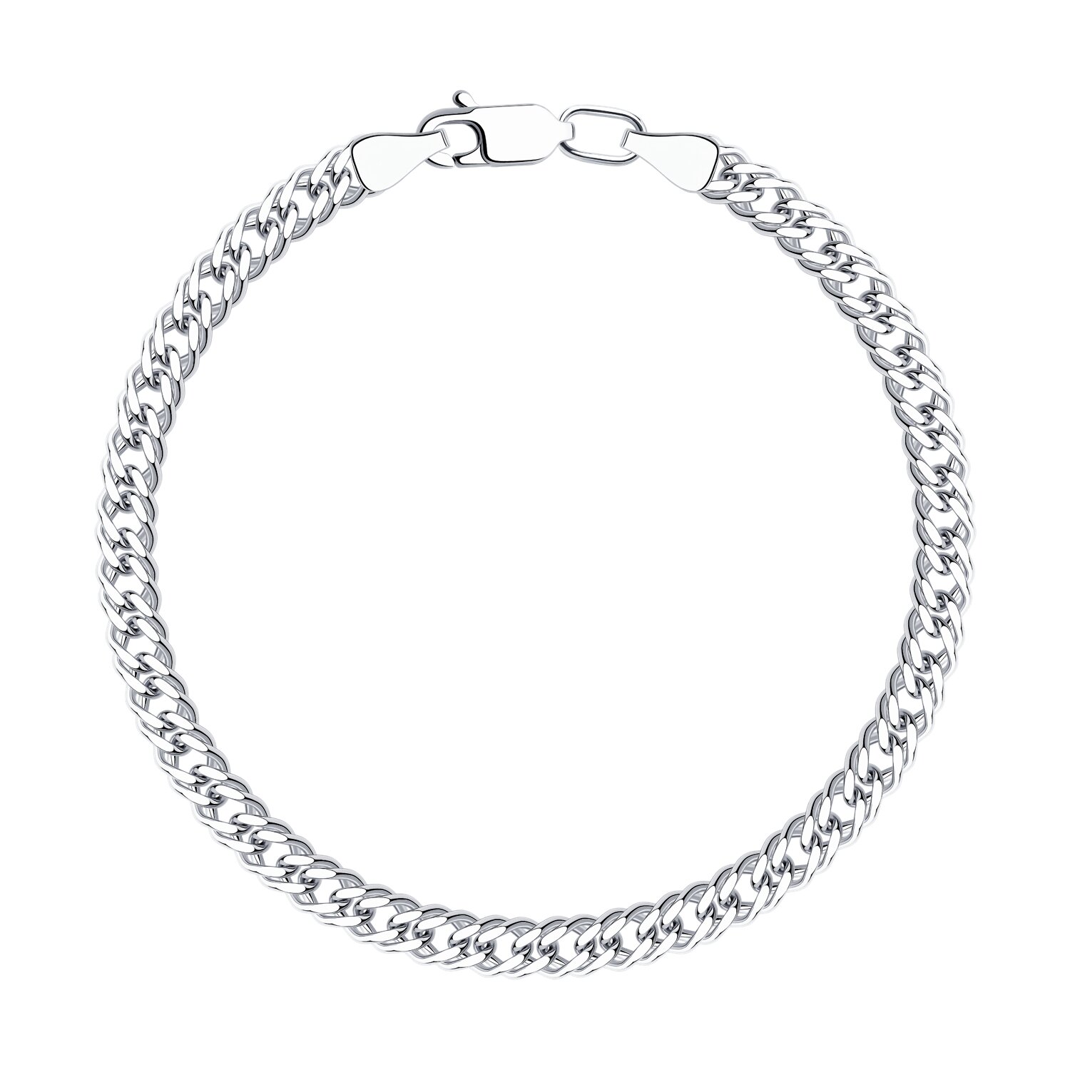 Brățară Sokolov din argint, împletitură cu romb dublu