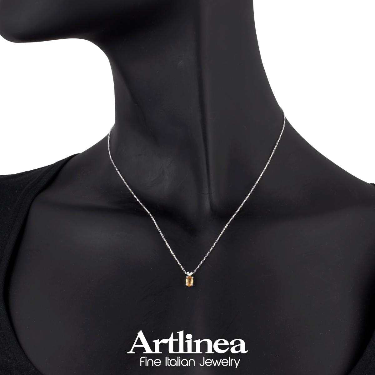 Colier Artlinea din aur alb cu diamante și citrin