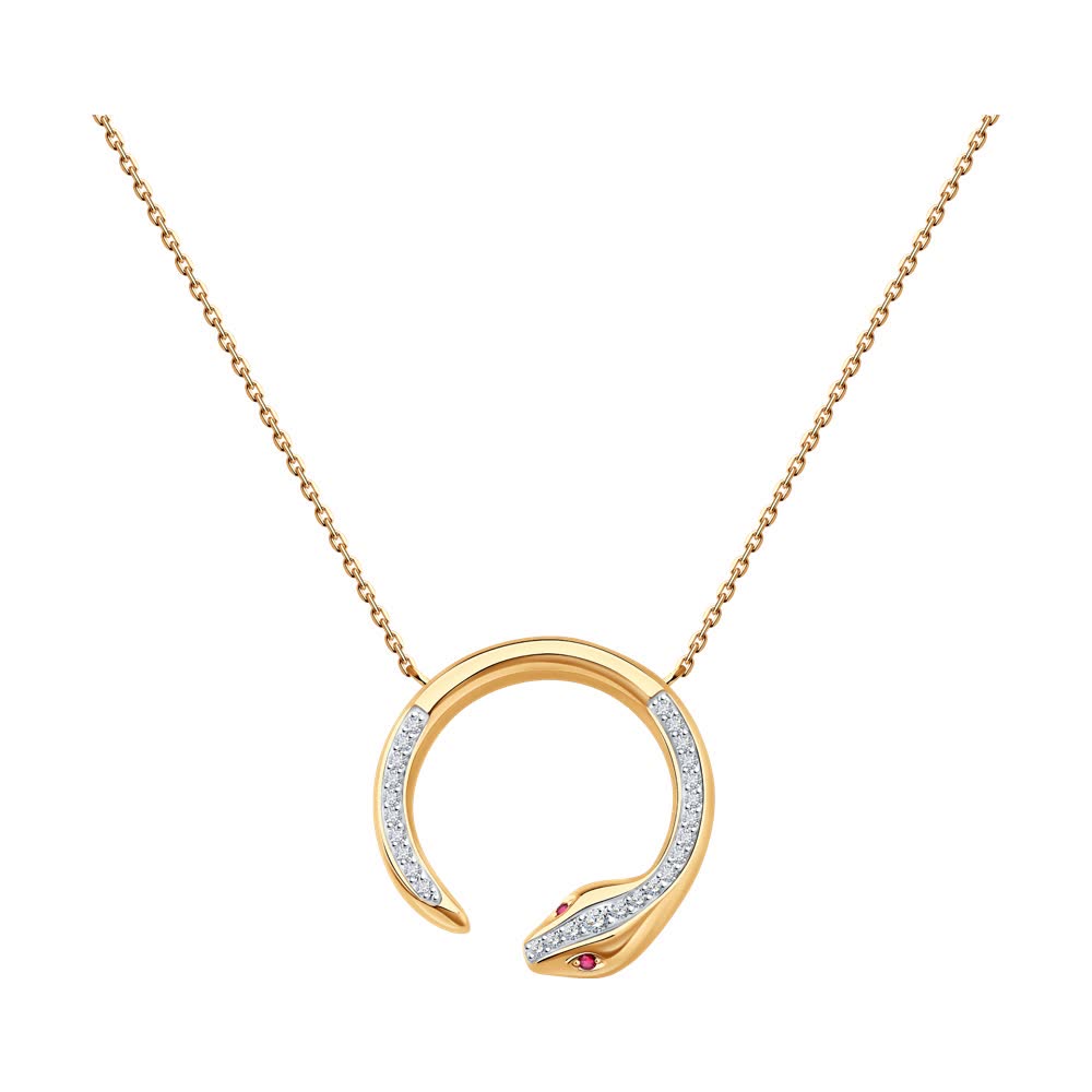 Colier Sokolov din aur cu diamante si rubine