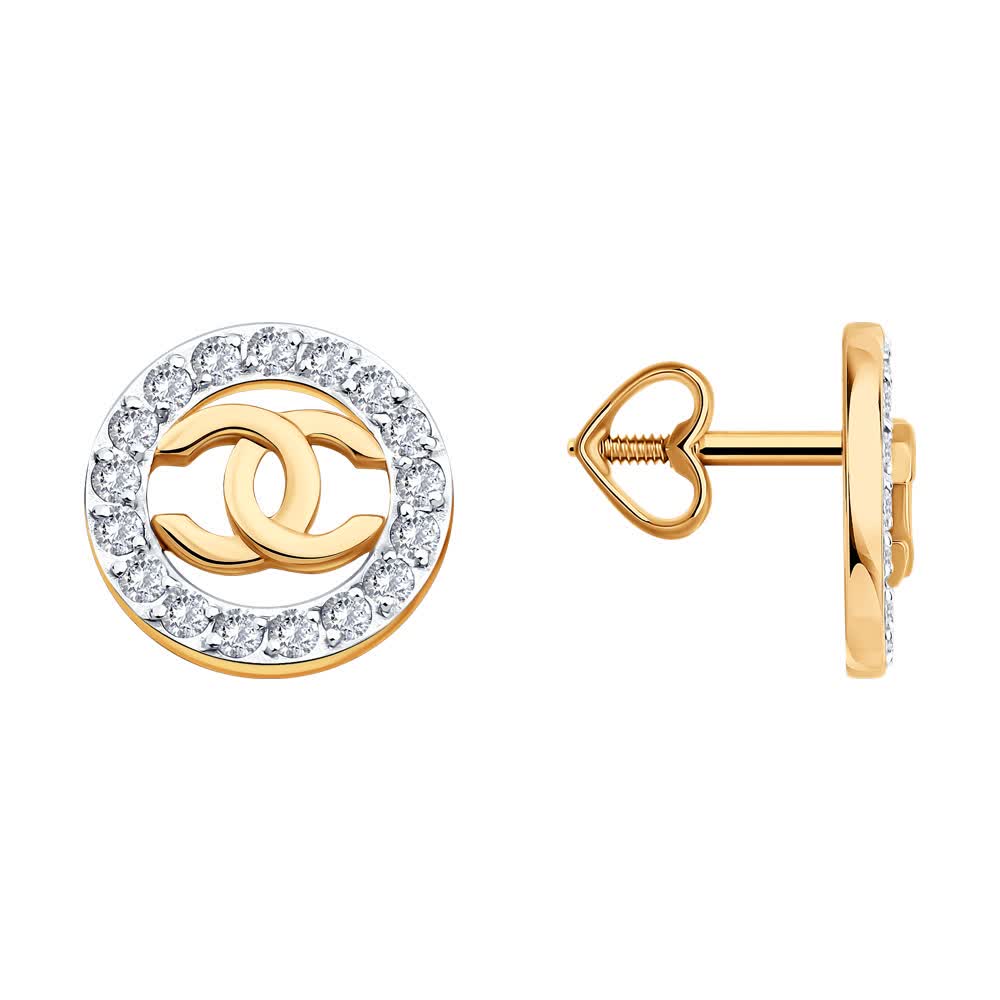 Cercei Sokolov din aur cu zirconii